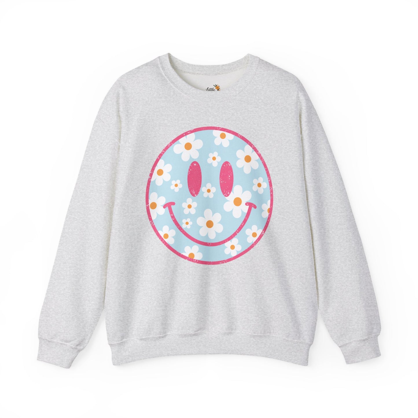 Retro Daisy Smile Sweatshirt • Floral Happy Face Crewneck • Cute Mama Cozy Sweatshirt