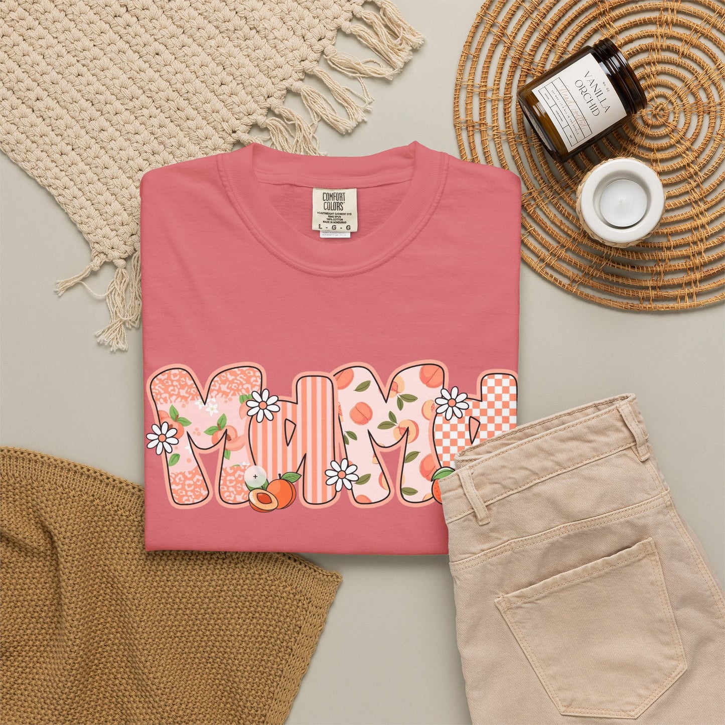 Peach Floral Mama Graphic Tee • Spring Mama Shirt • Soft Girly Mom Shirt • Floral Boutique Style Outfit