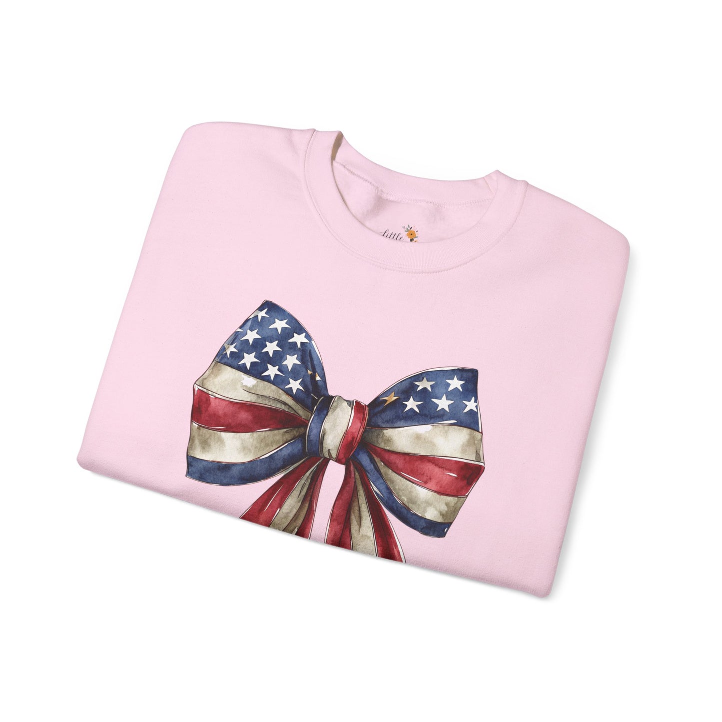 Red White Blue Coquette Bow Sweatshirt • 4th of July Crewneck • American Flag Design