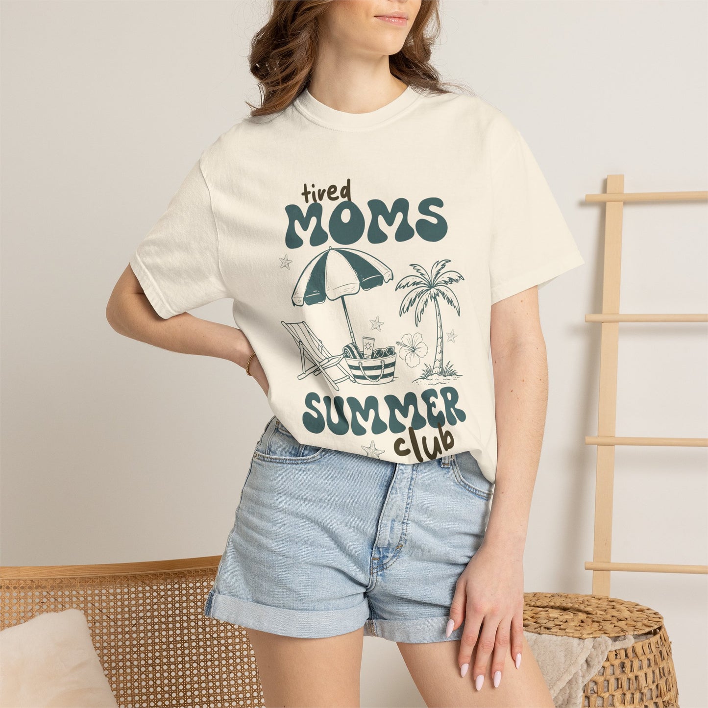 Tired Moms Summer Club Beach Mom Graphic Tee • Summer Vacation Shirt • Pool Day Mama Outfit • Coastal Summer Tee