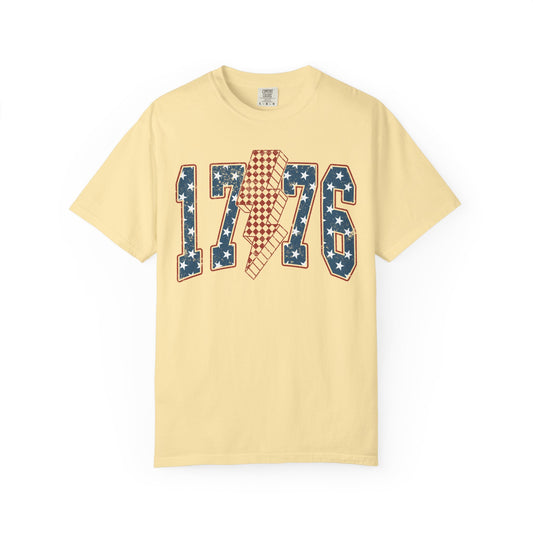 1776 Lightning Bolt Shirt • Patriotic Graphic Tee • Americana Red White Blue Bold Statement