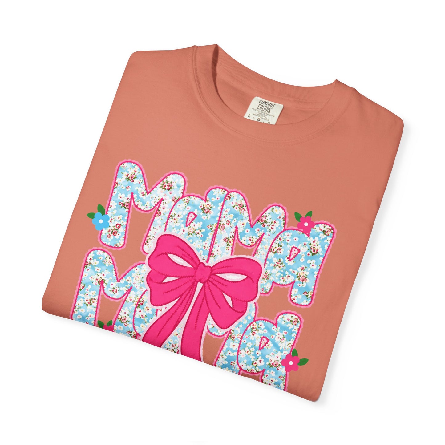 Hydrangea Mama Floral Bow T-Shirt — Cute Mom Graphic Tee for Mother’s Day