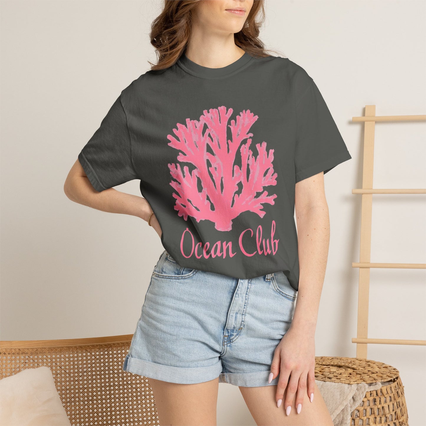 Ocean Club Summer Shirt • Pink Coral Beach Tee • Coastal Vacation Graphic Shirt • Beach Trip Outfit