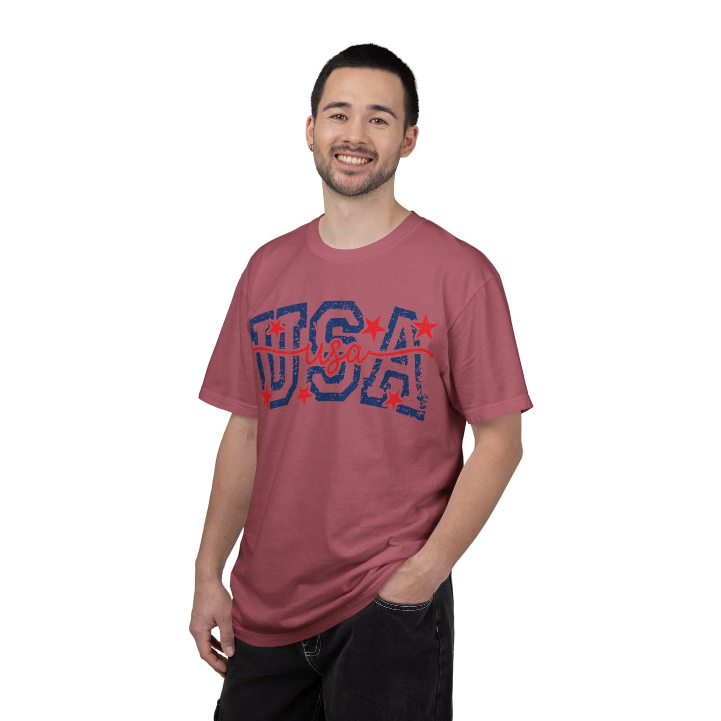Retro USA Americana Mama Tee • Bold Patriotic Outfit Shirt • Vintage 4TH of July Script Summer Top