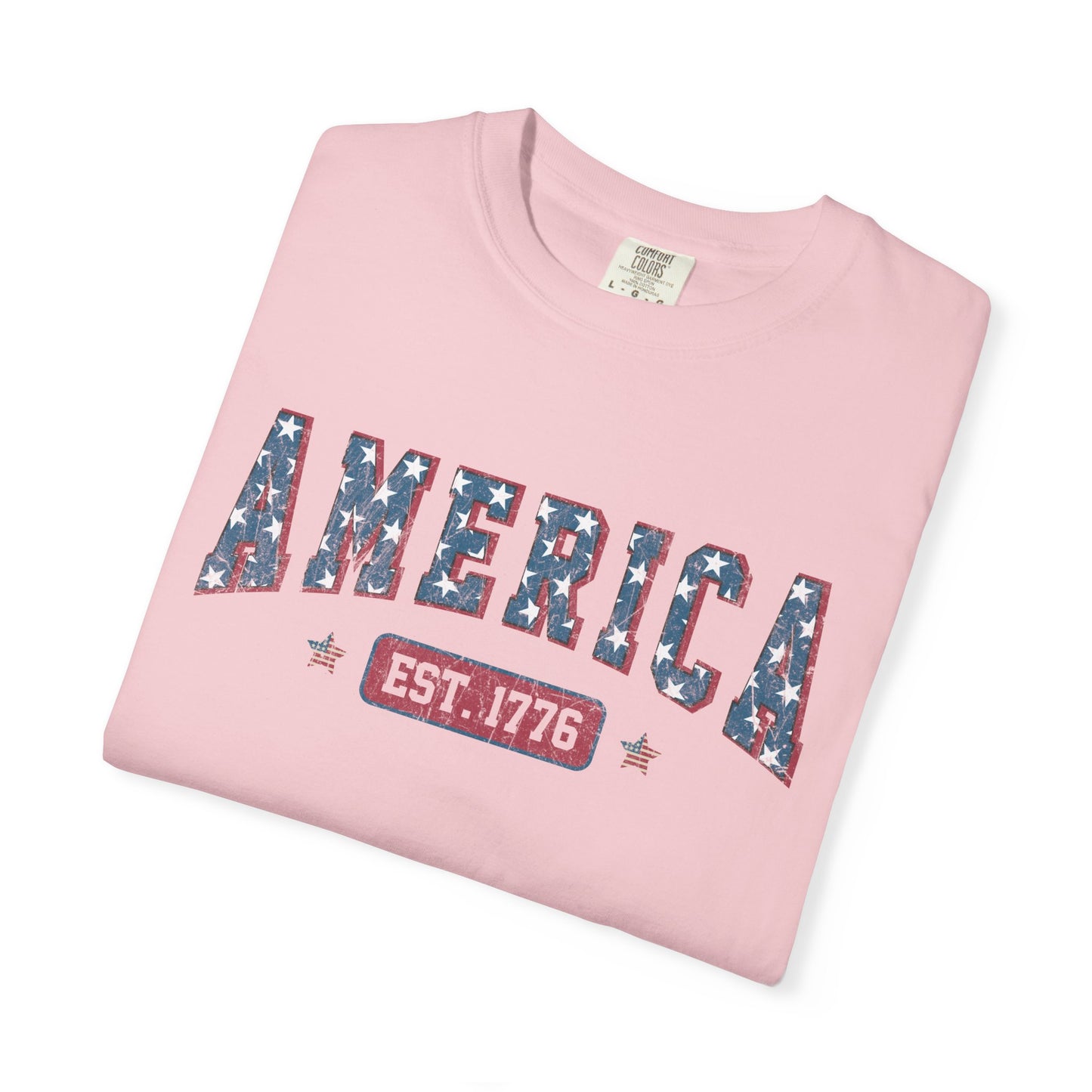 America Est 1776 T-Shirt • Vintage Patriotic Graphic Tee • Red White Blue Fourth of July Shirt