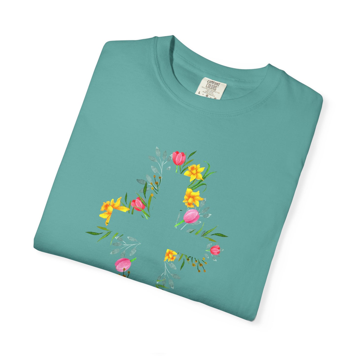 Floral Cross T-Shirt — Christian Faith Tee with Watercolor Flowers