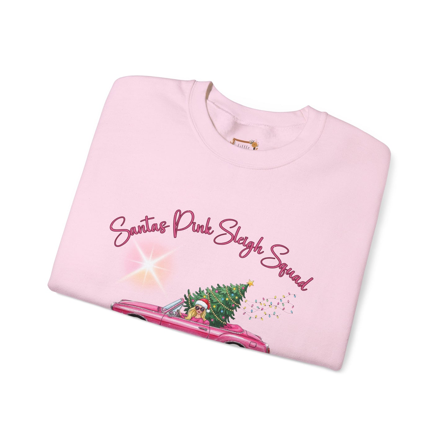 Santa's Pink Sleigh Squad Crewneck Sweatshirt