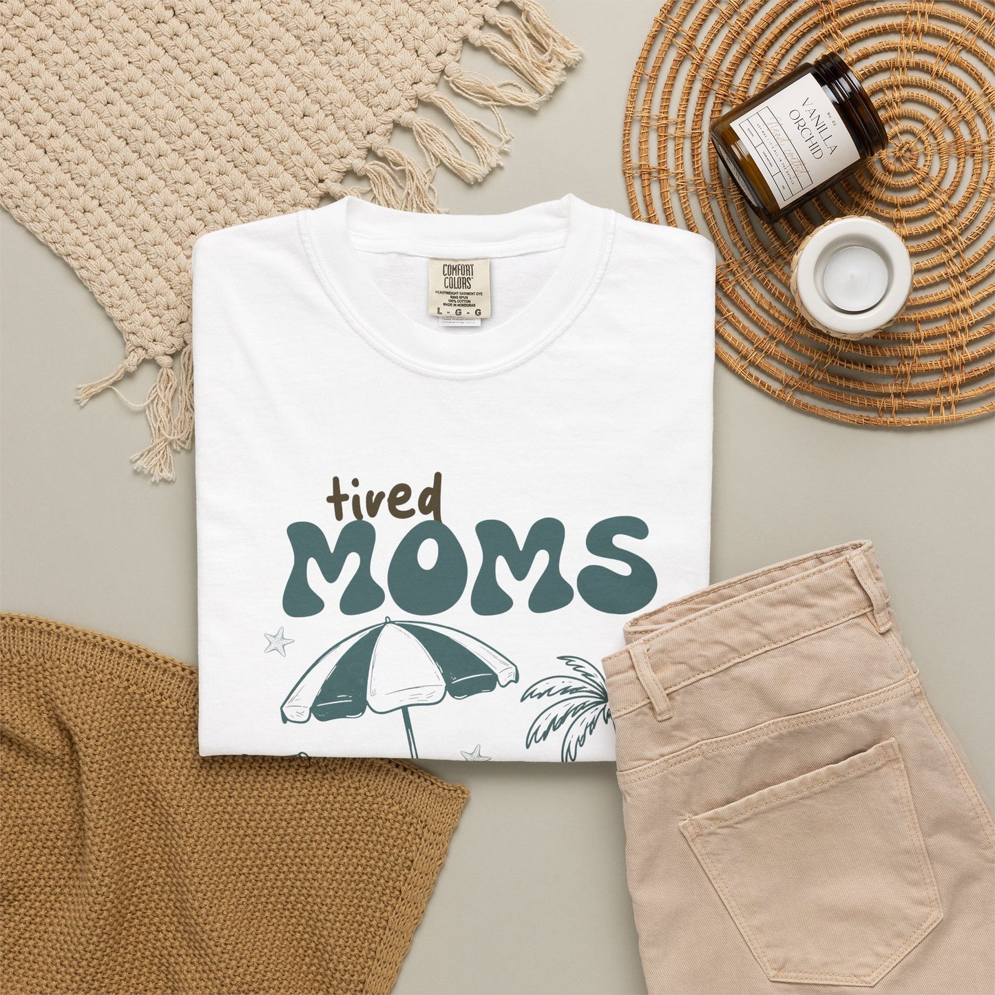 Tired Moms Summer Club Beach Mom Graphic Tee • Summer Vacation Shirt • Pool Day Mama Outfit • Coastal Summer Tee
