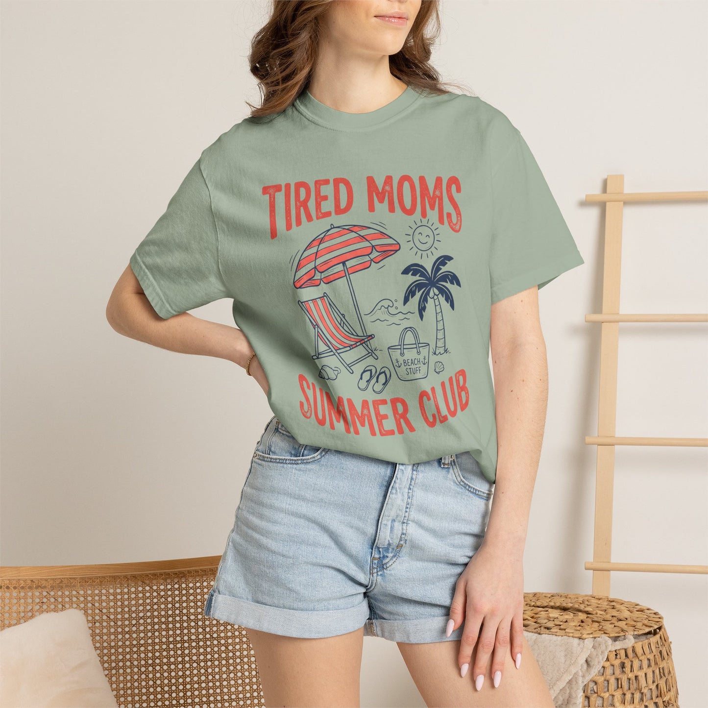 Tired Moms Summer Club Beach Graphic Tee • Summer Mom Shirt • Pool Day Mama Tee • Coastal Vacation Outfit