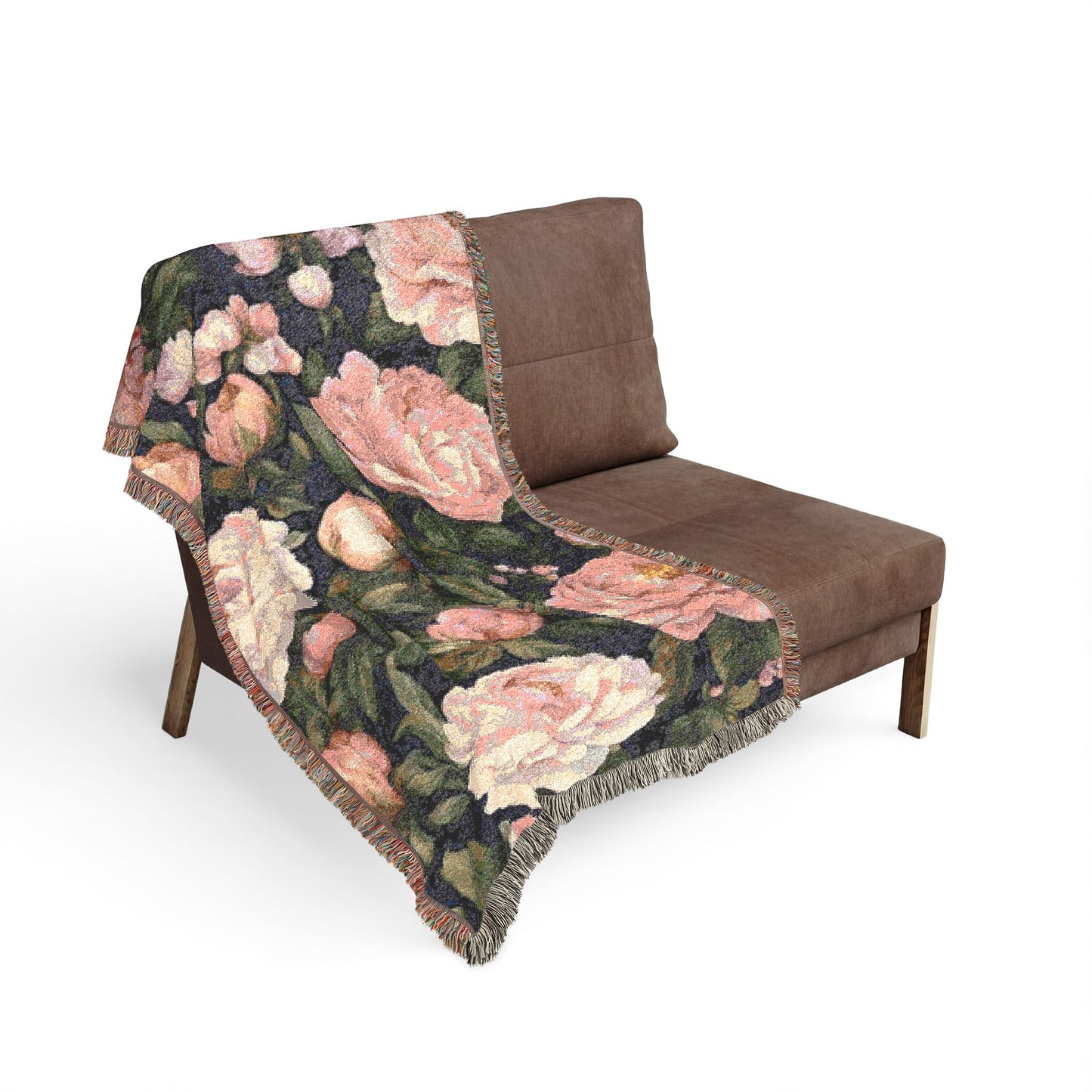 Peony Woven Blanket • Floral Botanical Throw • Cottage Garden Home Decor • Heirloom Style Floral Blanket • Cozy Reading Nook Accent