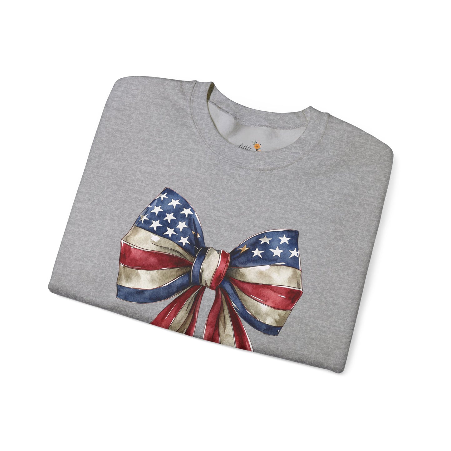 Red White Blue Coquette Bow Sweatshirt • 4th of July Crewneck • American Flag Design