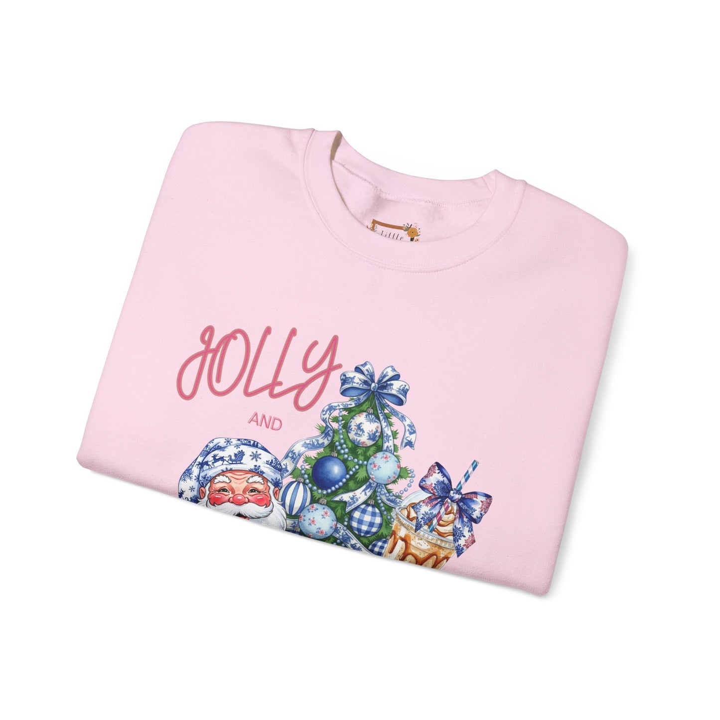 Jolly and Caffeinated Sweatshirt - Cozy Holiday Crewneck for Christmas, Winter, Gift, Festive Wear, Comfy Apparel