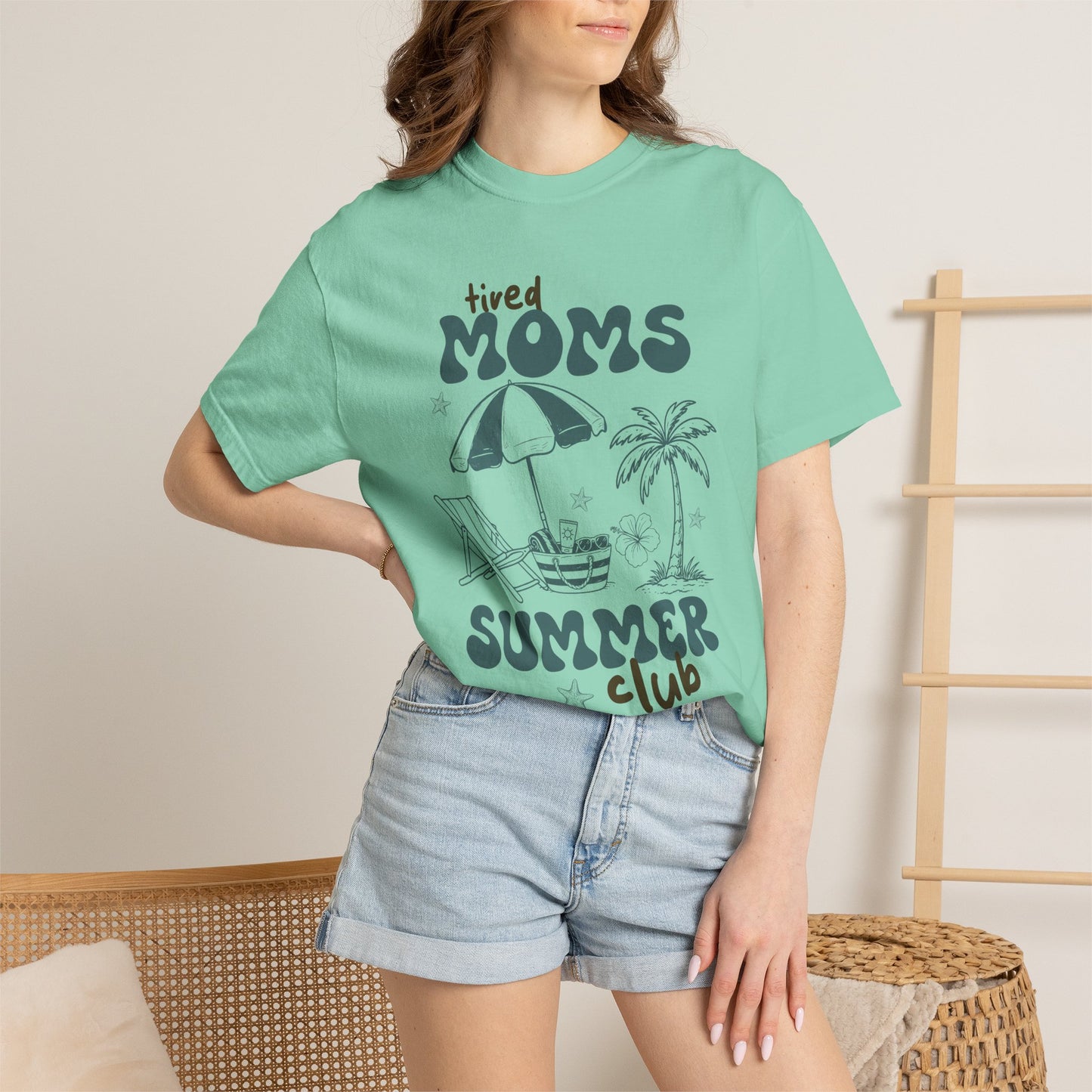 Tired Moms Summer Club Beach Mom Graphic Tee • Summer Vacation Shirt • Pool Day Mama Outfit • Coastal Summer Tee