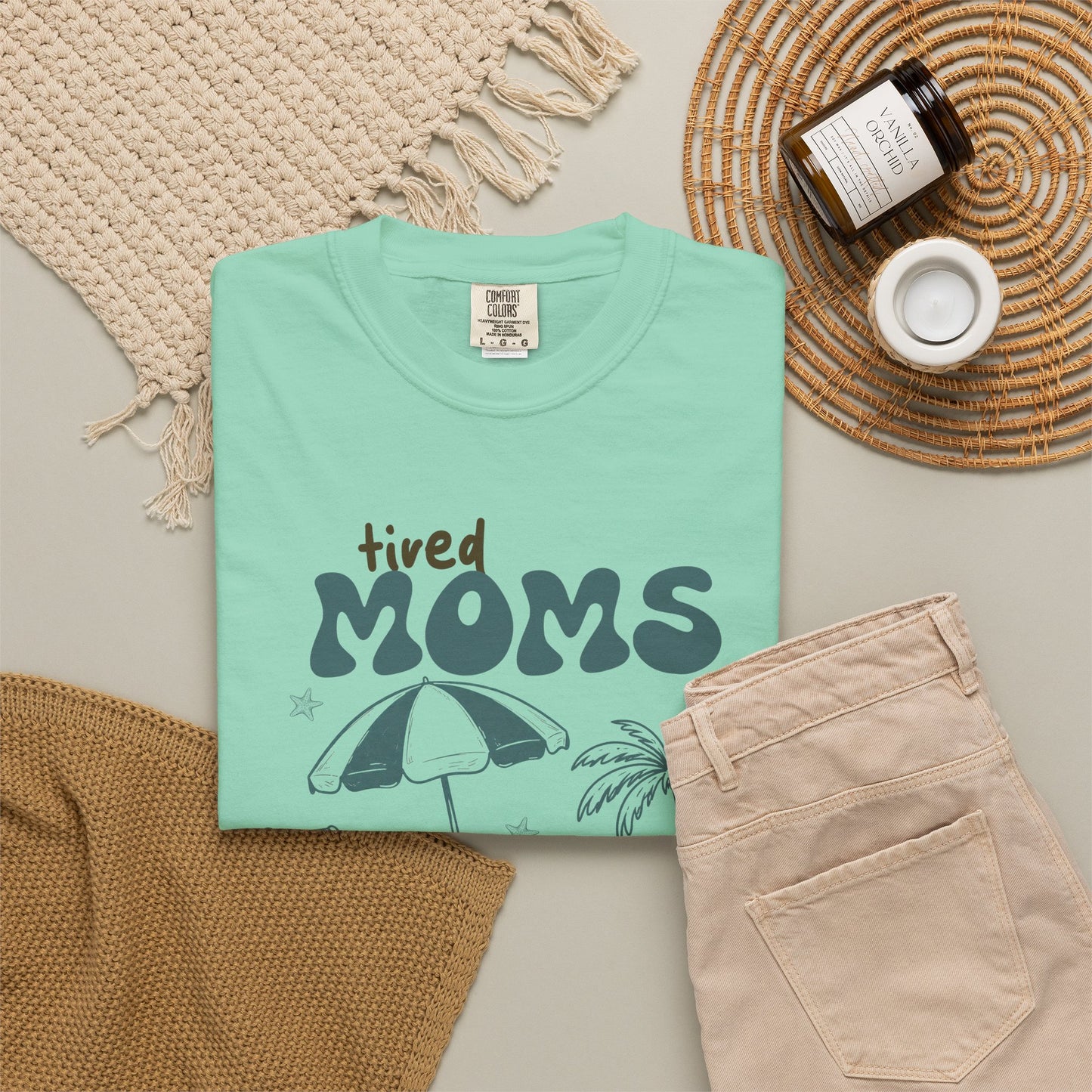 Tired Moms Summer Club Beach Mom Graphic Tee • Summer Vacation Shirt • Pool Day Mama Outfit • Coastal Summer Tee