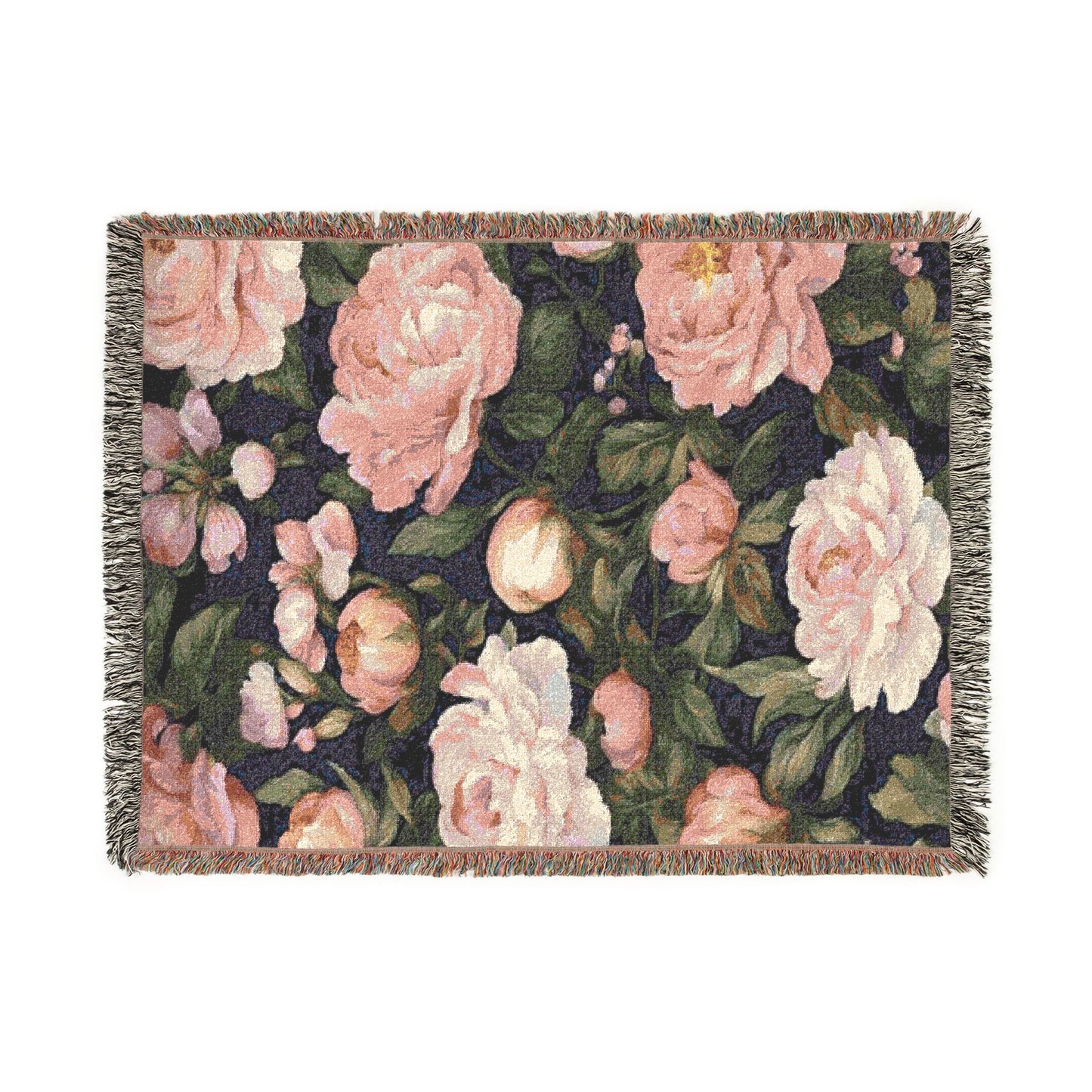 Peony Woven Blanket • Floral Botanical Throw • Cottage Garden Home Decor • Heirloom Style Floral Blanket • Cozy Reading Nook Accent