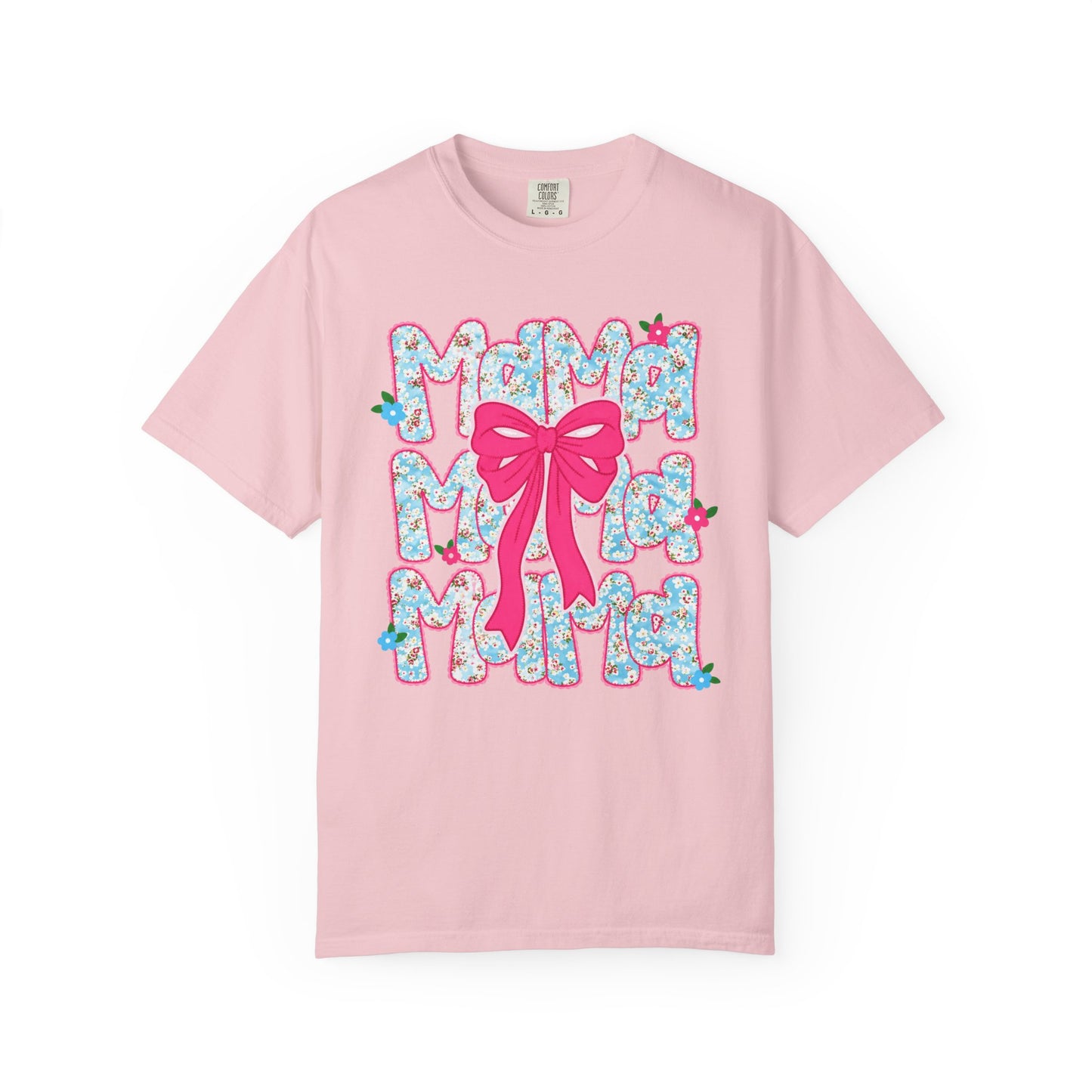 Hydrangea Mama Floral Bow T-Shirt — Cute Mom Graphic Tee for Mother’s Day
