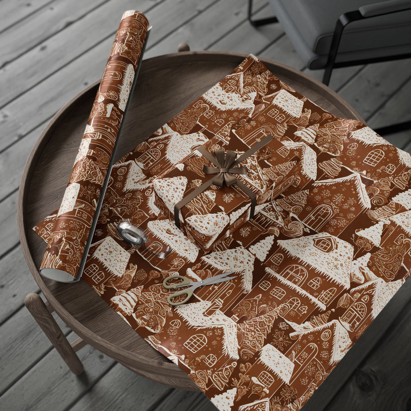 Gingerbread Village Christmas Blanket & Wrapping Paper | Brown & White Icing Cookie Houses | Cozy Holiday Gift Wrap | Winter Home Décor