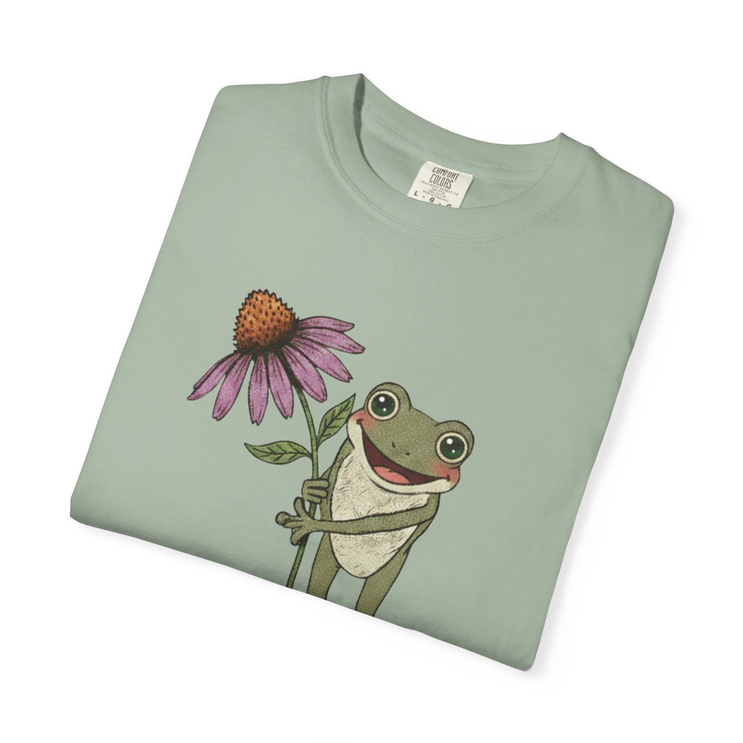 Spring Cottage Frog Tee • Whimsical Garden Wildflower T-shirt • Cottagecore Floral Tshirt