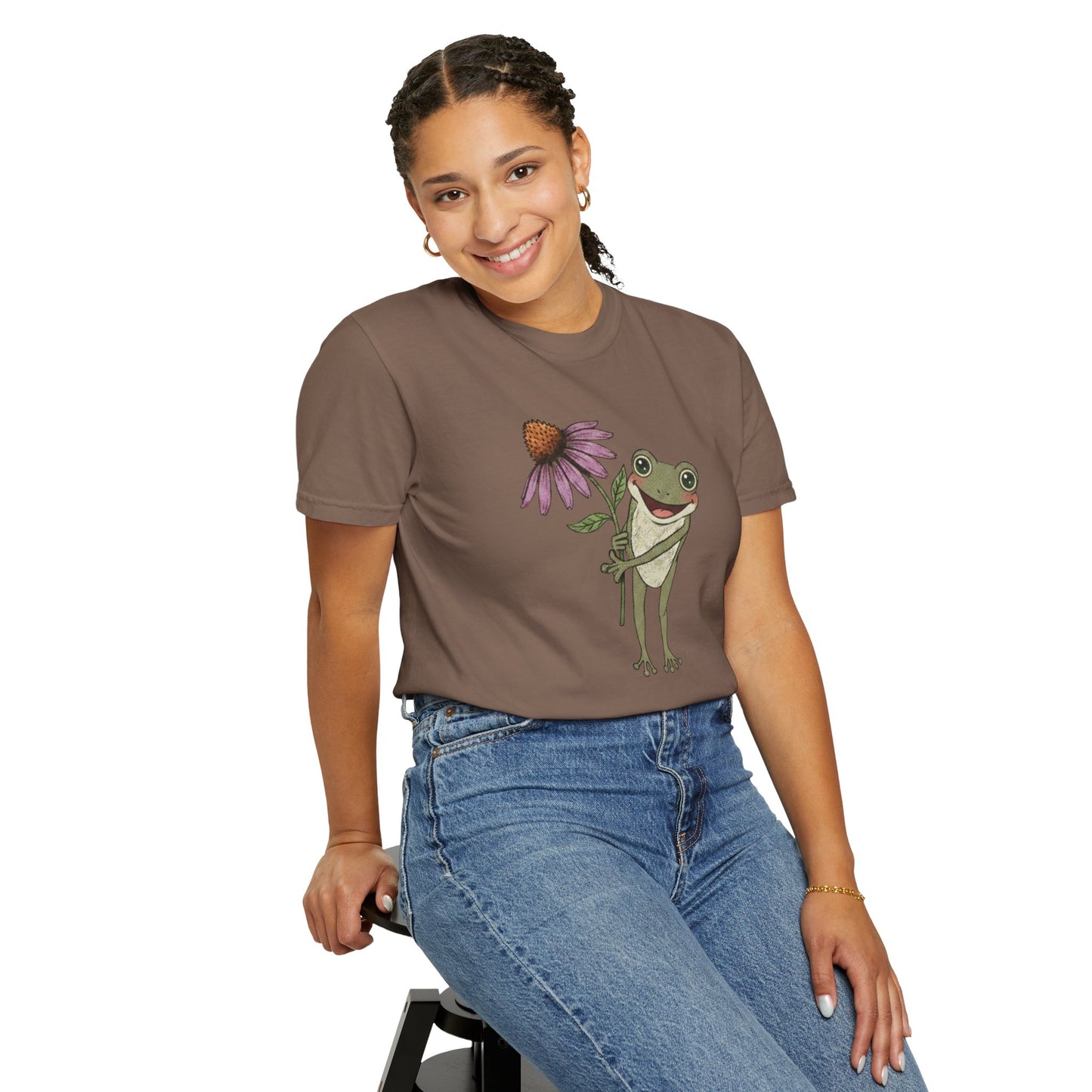 Spring Cottage Frog Tee • Whimsical Garden Wildflower T-shirt • Cottagecore Floral Tshirt