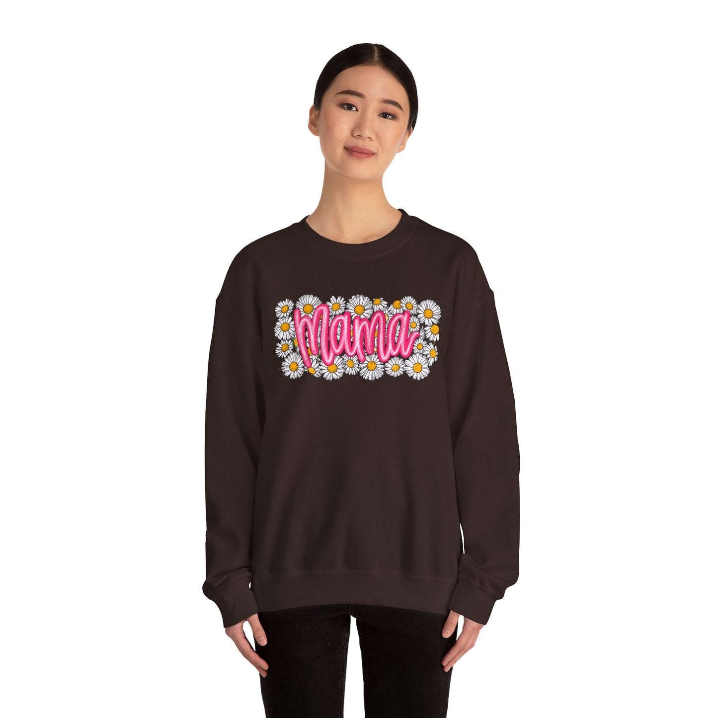 Pink Daisy Mama Sweatshirt • Floral Mama Crewneck • Spring Mama Graphic Sweatshirt • Cute Motherhood Cozy Outfit