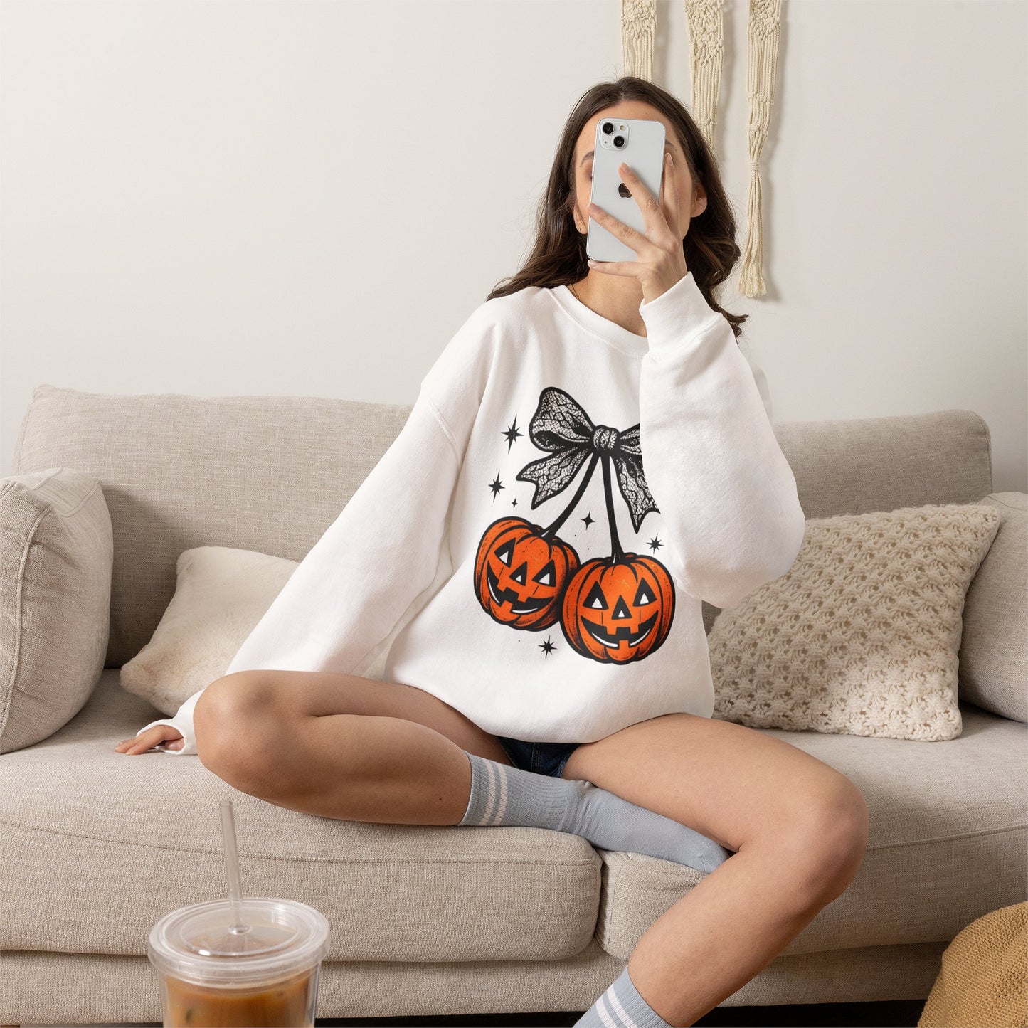Halloween Pumpkin Pair Crewneck Sweatshirt