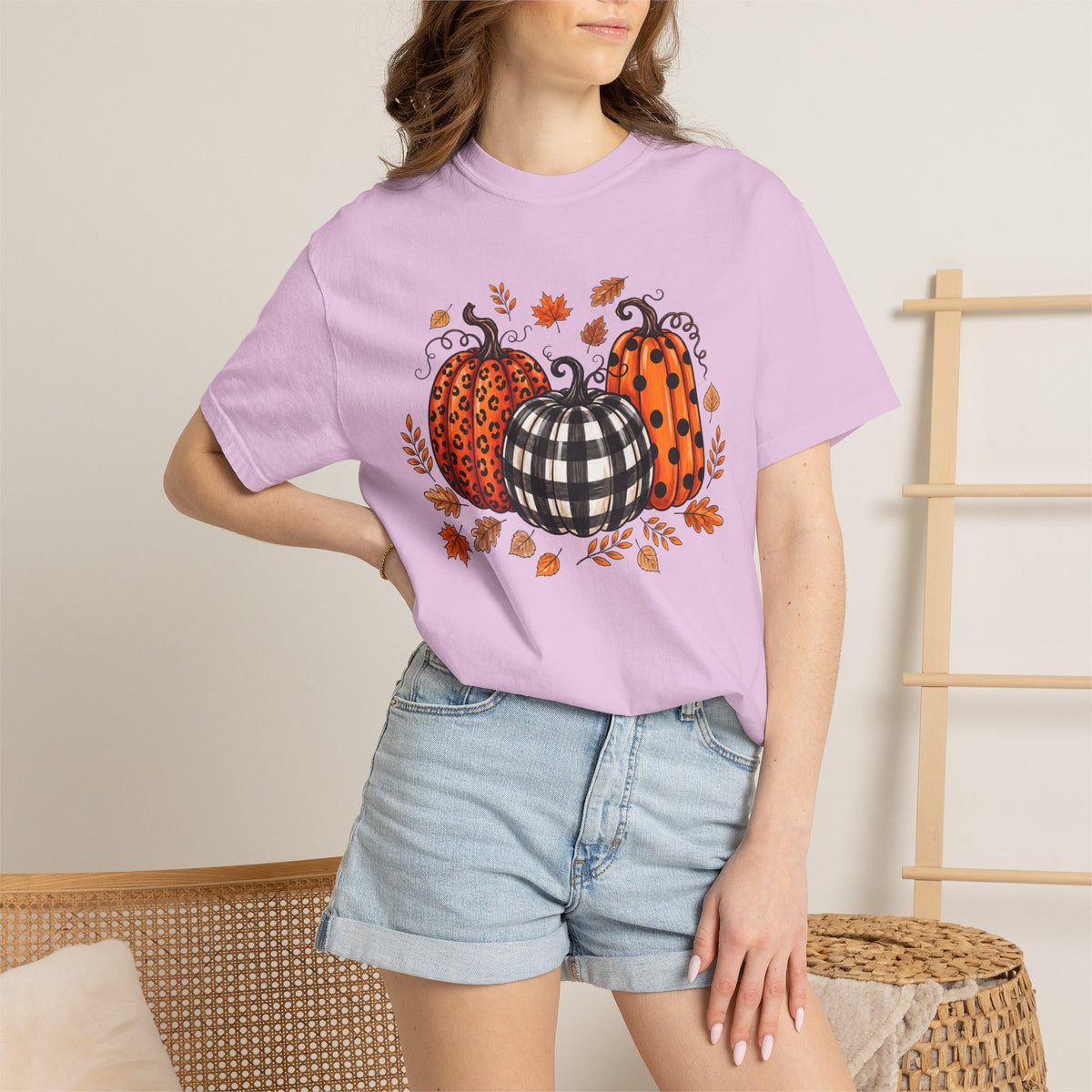 Leopard Pumpkin Fall Tee, Buffalo Plaid Pumpkin Shirt, Autumn Graphic Tee, Pumpkin Patch Shirt