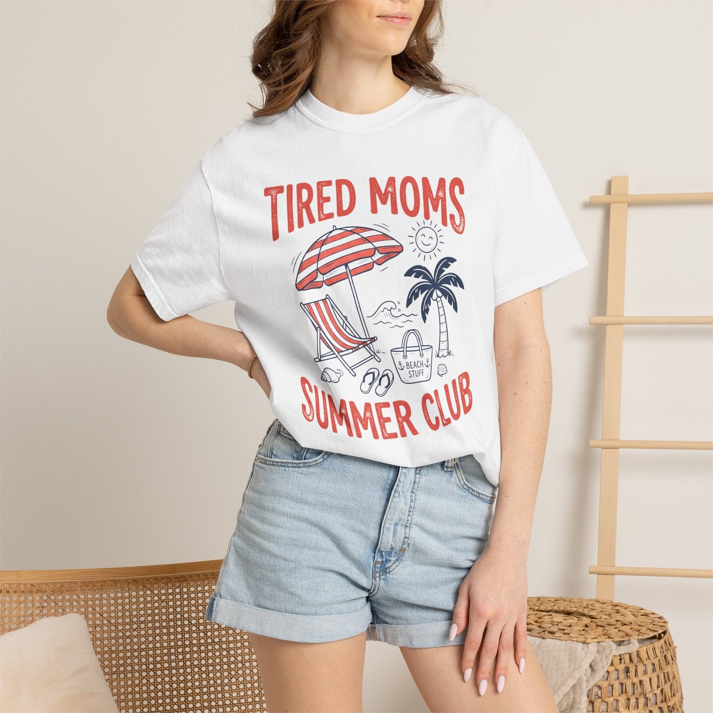 Tired Moms Summer Club Beach Graphic Tee • Summer Mom Shirt • Pool Day Mama Tee • Coastal Vacation Outfit