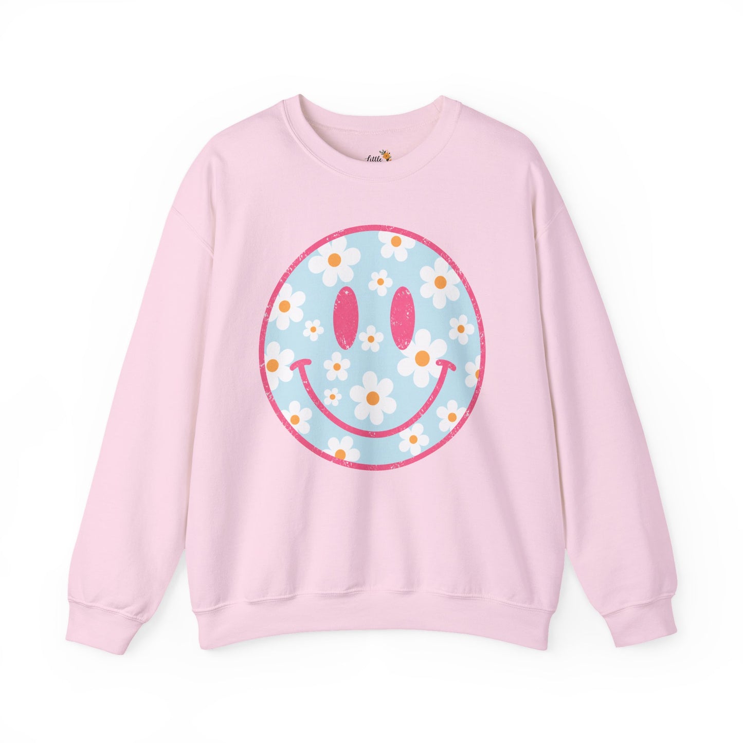 Retro Daisy Smile Sweatshirt • Floral Happy Face Crewneck • Cute Mama Cozy Sweatshirt