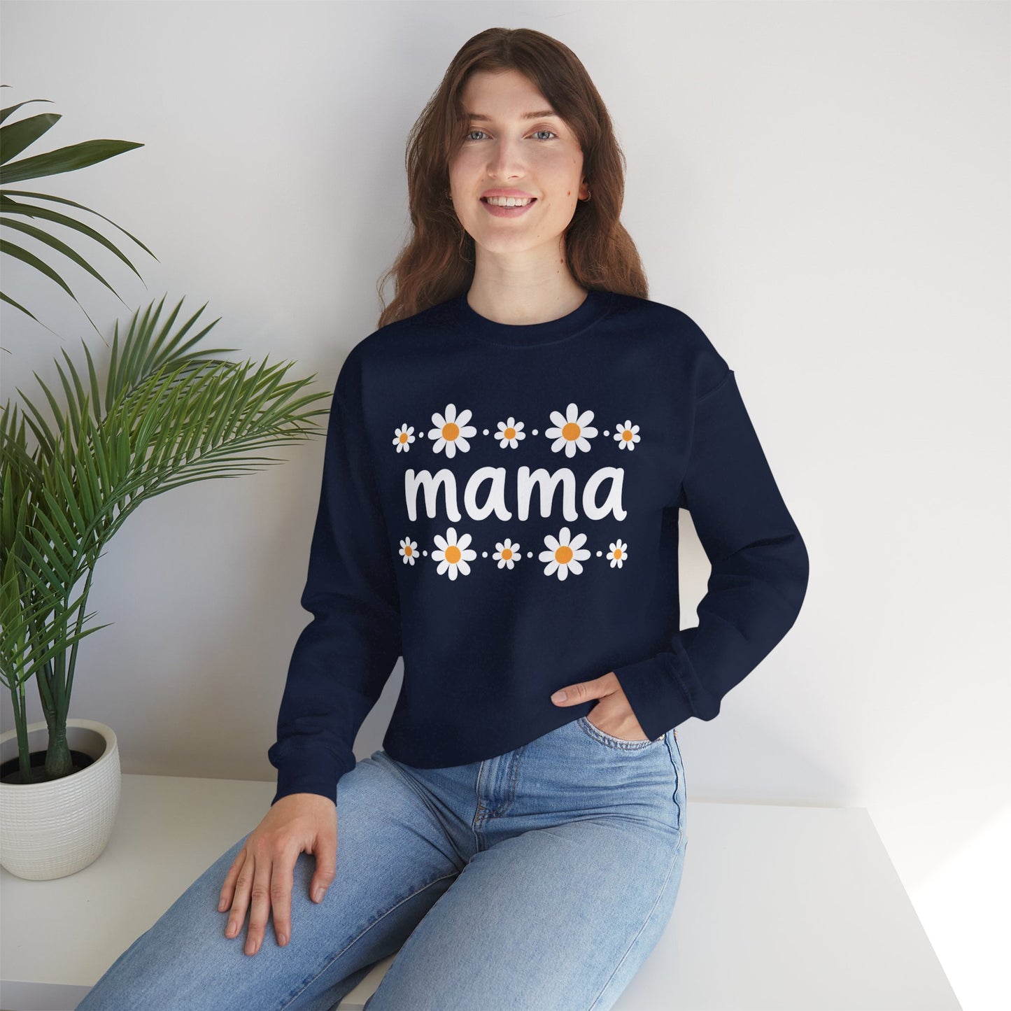 Retro Daisy Mama Crewneck • Floral Mama Sweatshirt • Cozy Motherhood Gift • Boutique Mom Pullover