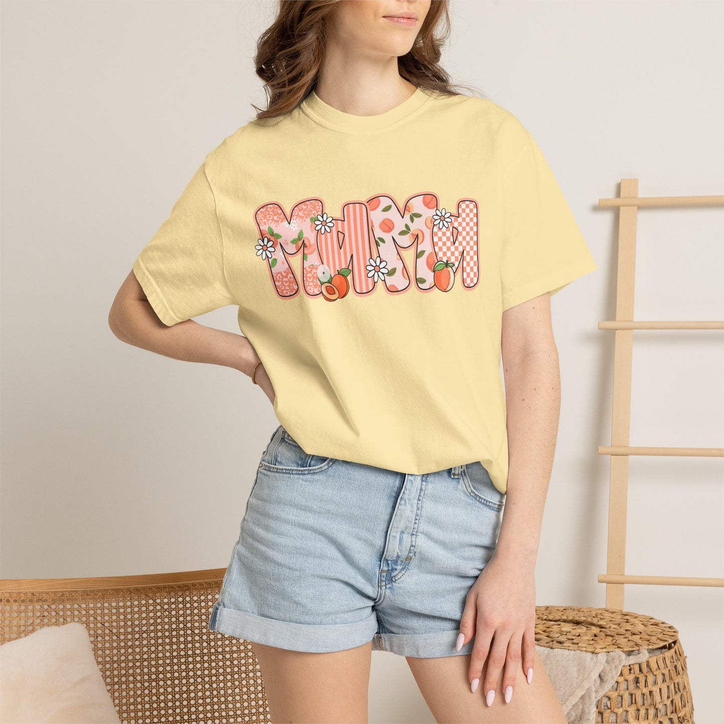 Peach Floral Mama Graphic Tee • Spring Mama Shirt • Soft Girly Mom Shirt • Floral Boutique Style Outfit