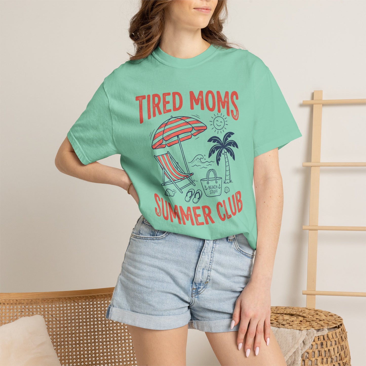 Tired Moms Summer Club Beach Graphic Tee • Summer Mom Shirt • Pool Day Mama Tee • Coastal Vacation Outfit