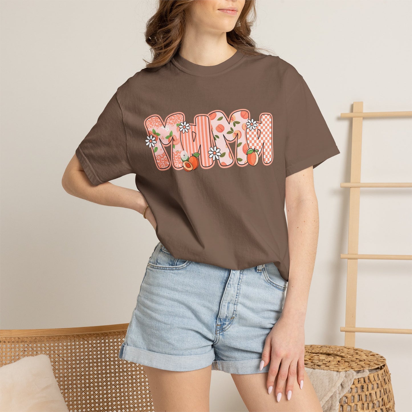 Peach Floral Mama Graphic Tee • Spring Mama Shirt • Soft Girly Mom Shirt • Floral Boutique Style Outfit