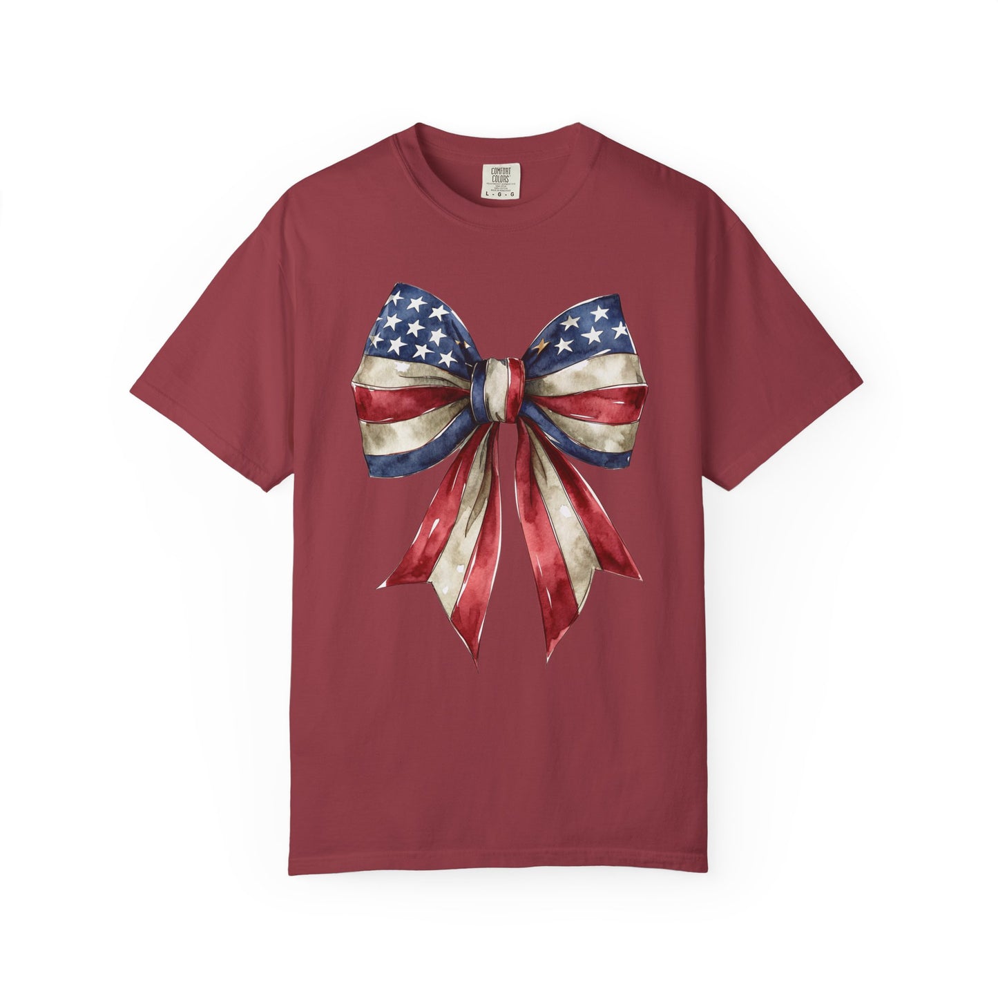 Red White Blue Coquette Bow T-Shirt • 4th of July Tee • American Flag Design Shirt