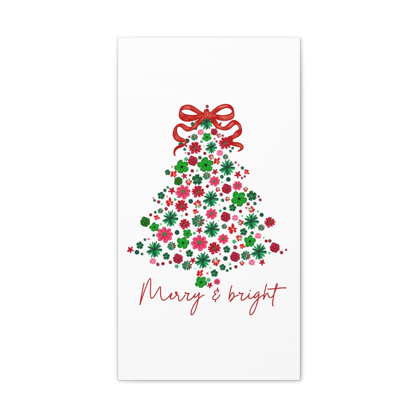 Festive Canvas Wall Art - Merry & Bright Christmas Tree