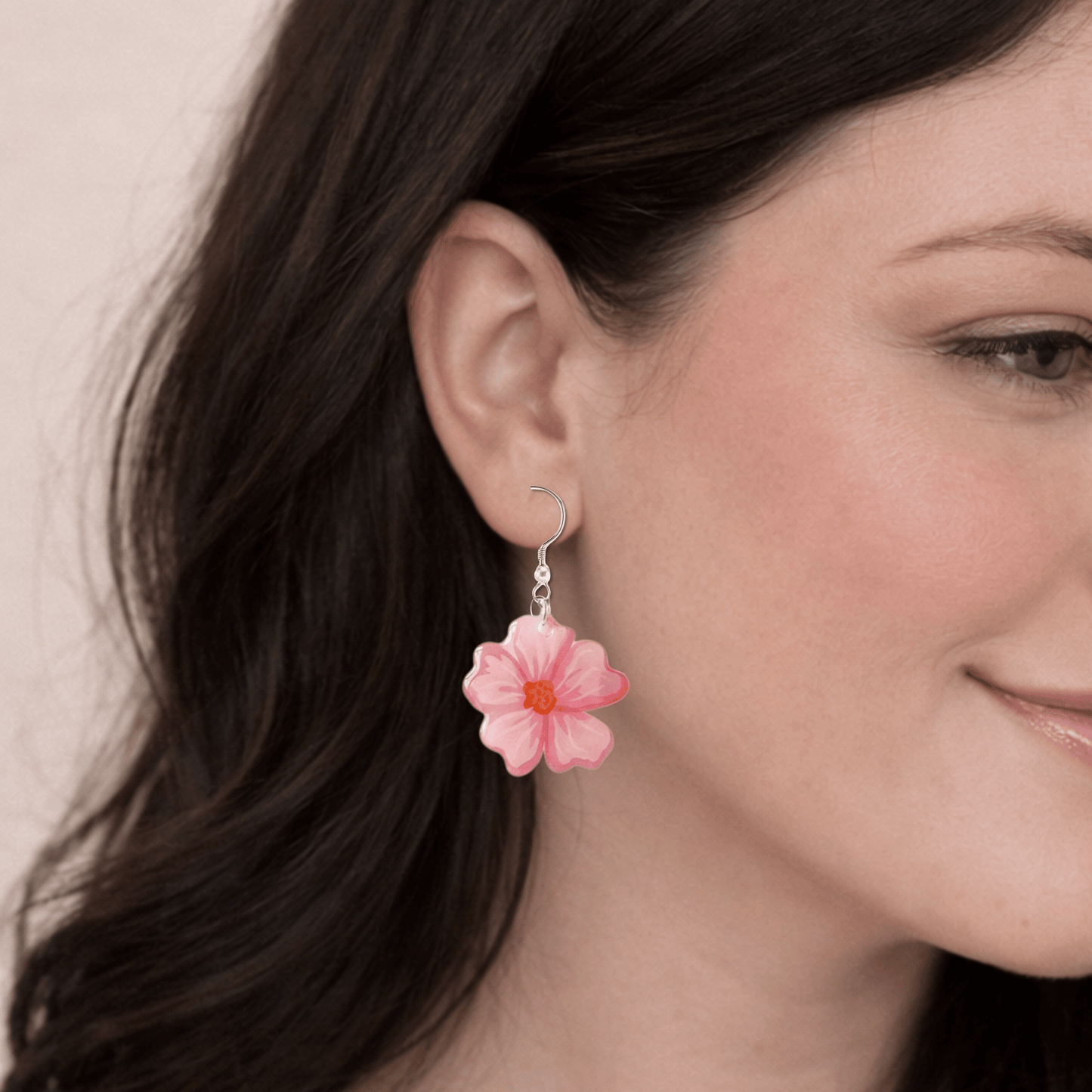 Bold Pink Flower Spring Earrings • Tropical Beach Vacation Jewelry• Hypoallergenic