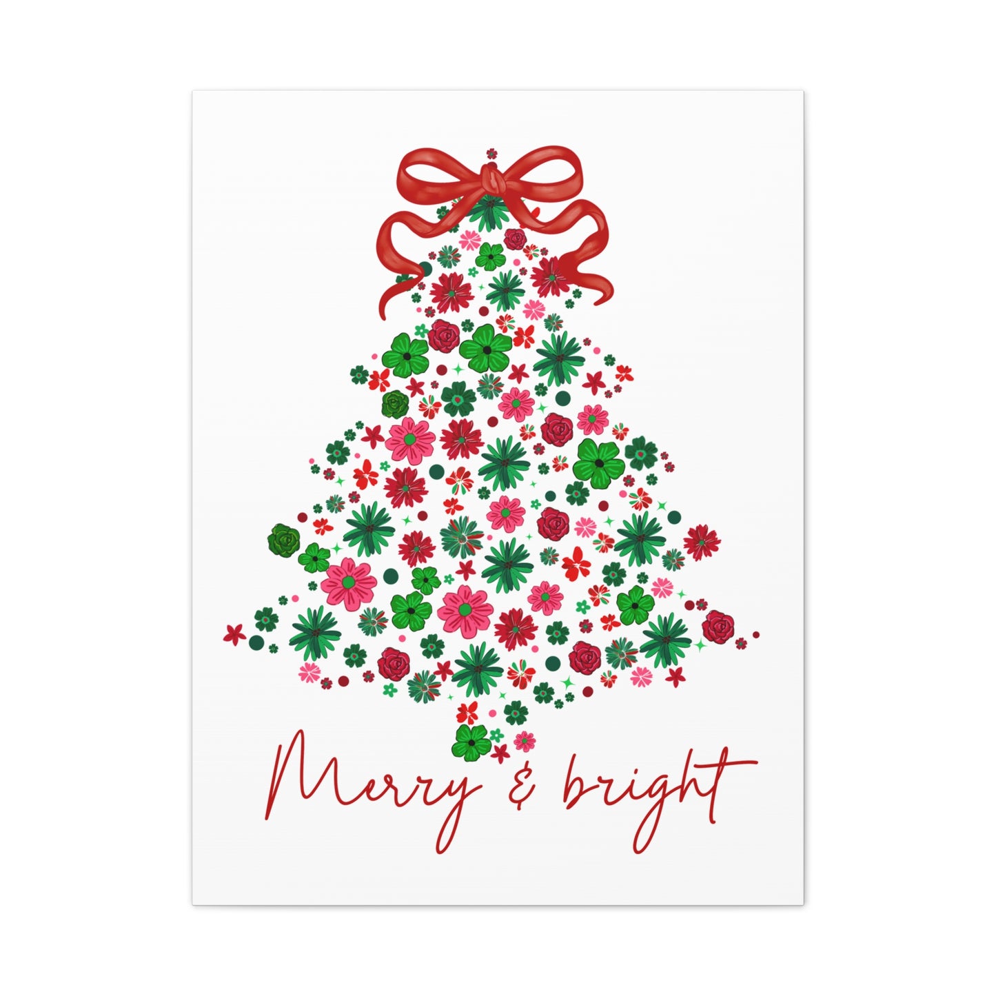 Festive Canvas Wall Art - Merry & Bright Christmas Tree