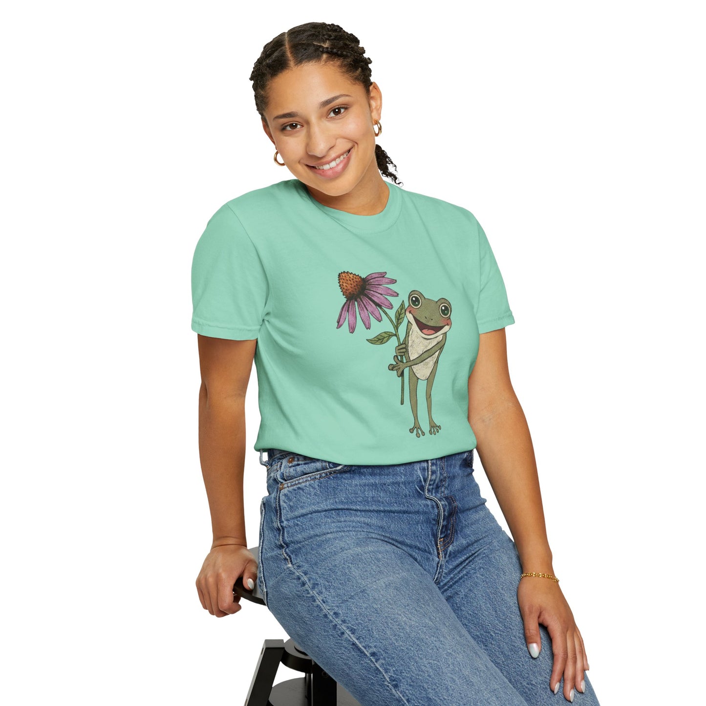 Spring Cottage Frog Tee • Whimsical Garden Wildflower T-shirt • Cottagecore Floral Tshirt