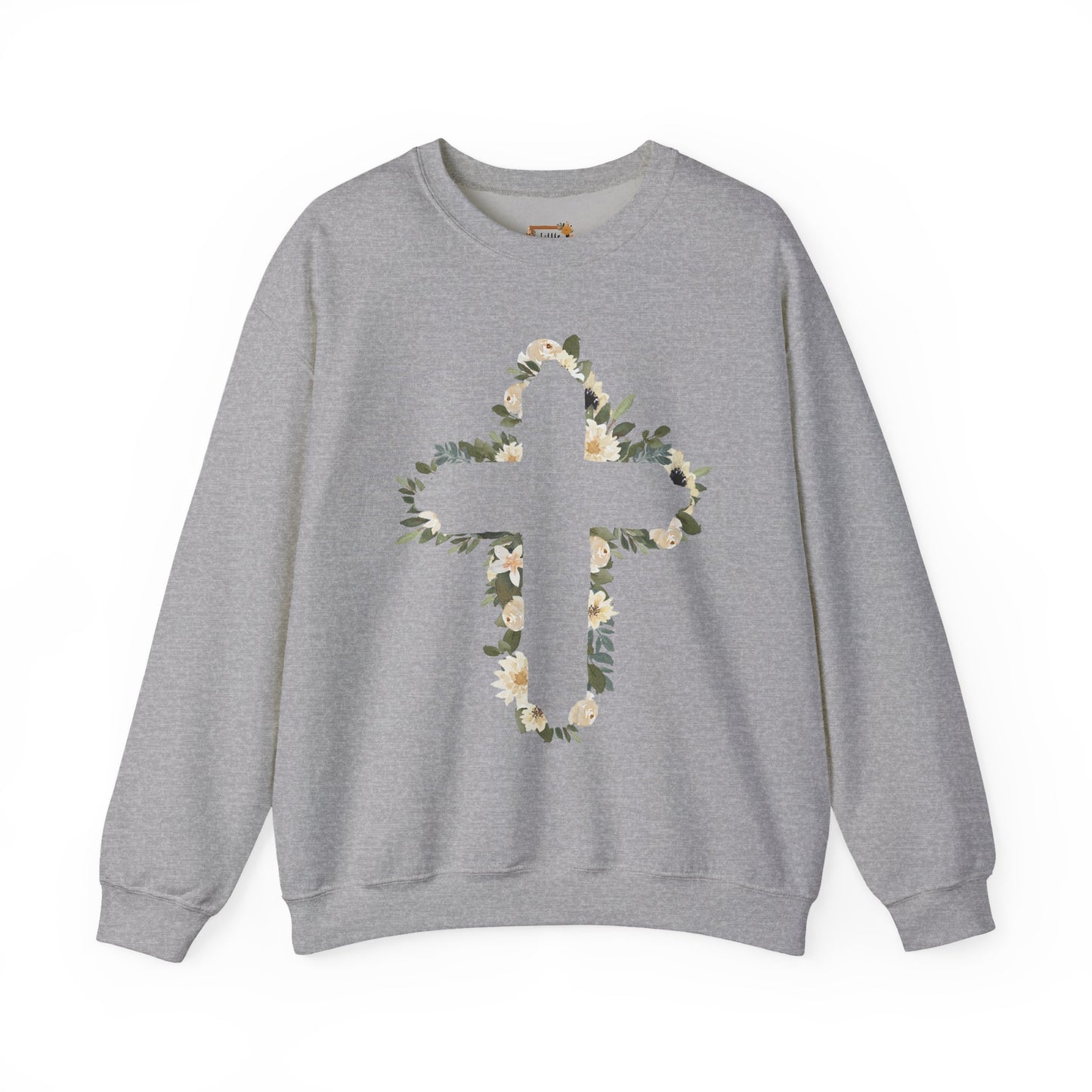 Floral Cross Crewneck Sweatshirt — Christian Faith Floral Pullover
