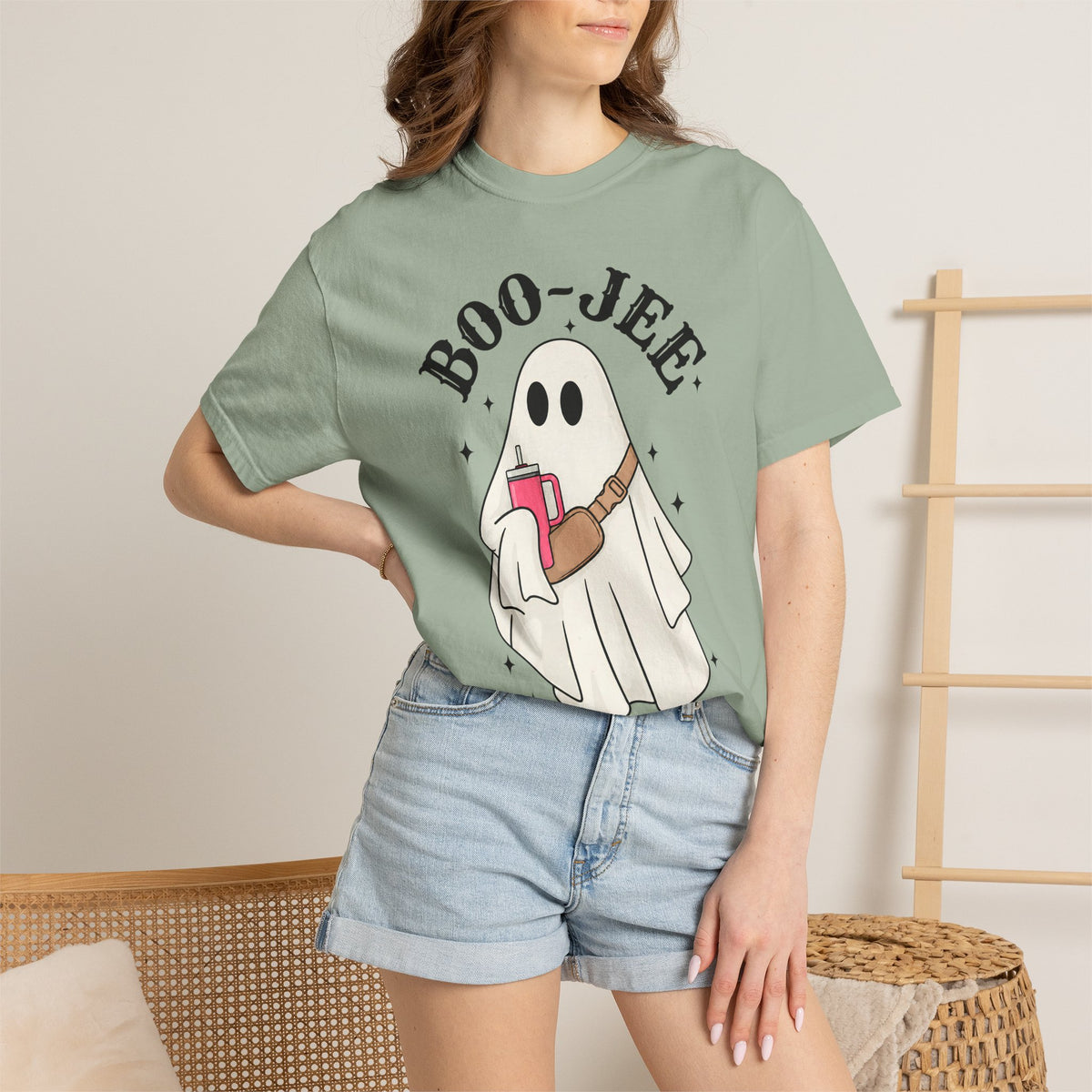 Boo Jee Ghost Shirt, Comfort Colors Halloween Tee, Cute Ghost Shirt, Girly Halloween Graphic Tee, Spooky Season Shirt