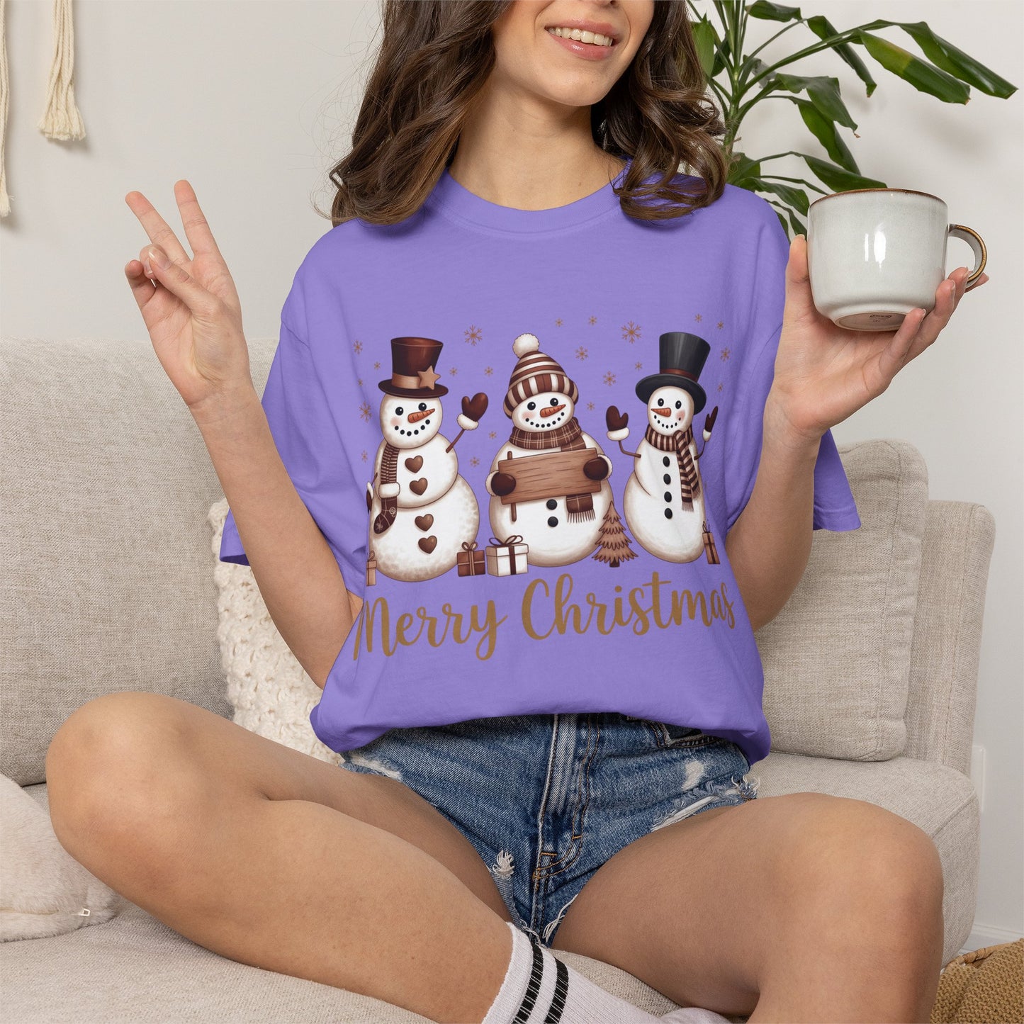 Christmas Snowmen T-Shirt - Merry Christmas Cute Winter Holiday Tee