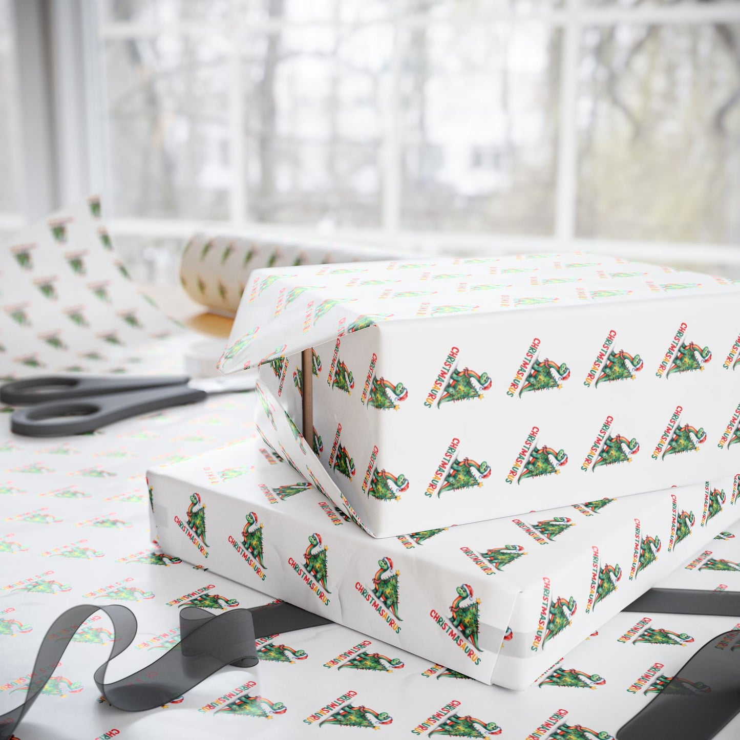 Christmasaurus Wrapping Paper & Blanket | Cute Dinosaur Christmas Design | Festive Holiday Gift Wrap | Kids Christmas Decor & Gift Idea