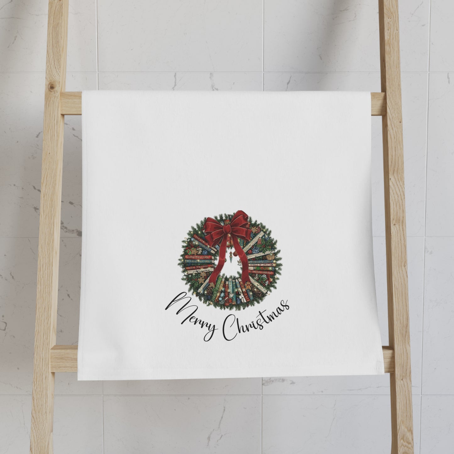 Merry Christmas Hand Towel, Holiday Decor, Kitchen Towel, Gift for Hostess, Seasonal Bathroom Decor, Winter Home Essentials