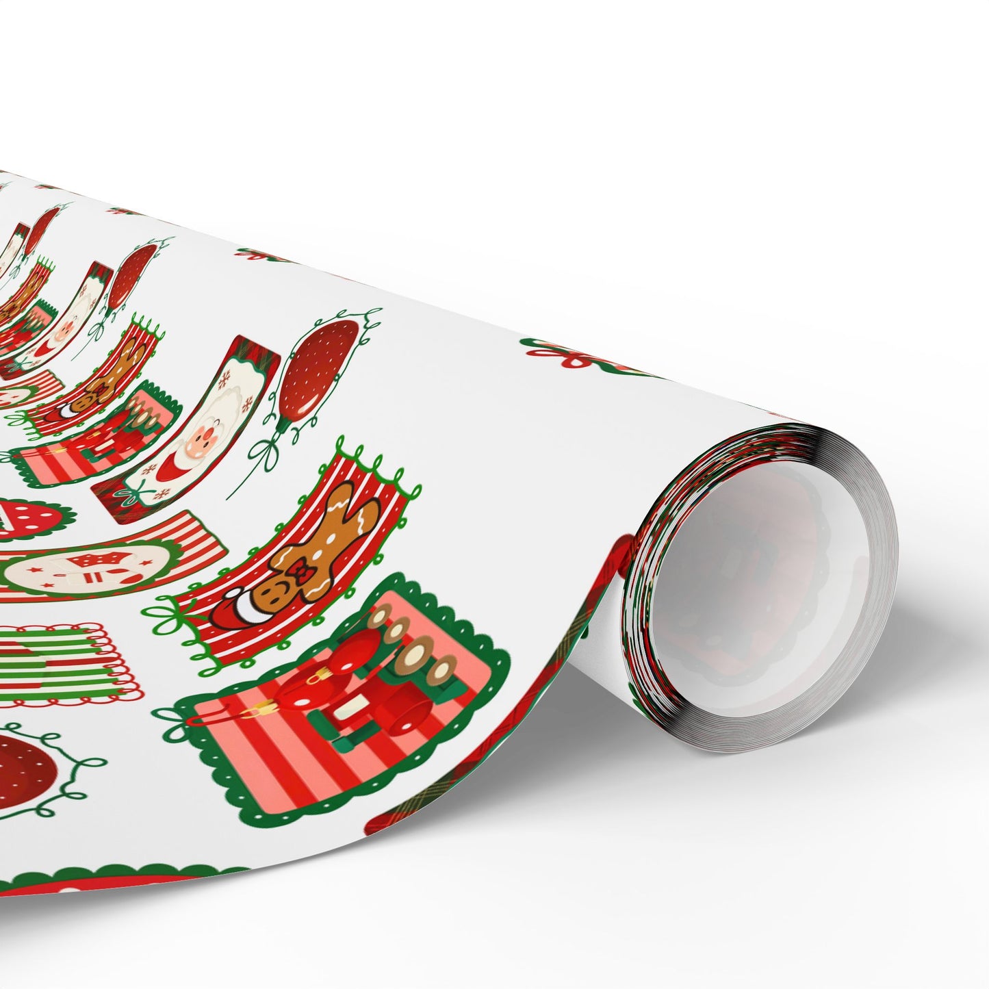 Christmas Stamp Collage Wrapping Paper | Vintage Holiday Postmark Pattern | Red & Green Retro Christmas Gift Wrap | Festive Mail-Inspired Design