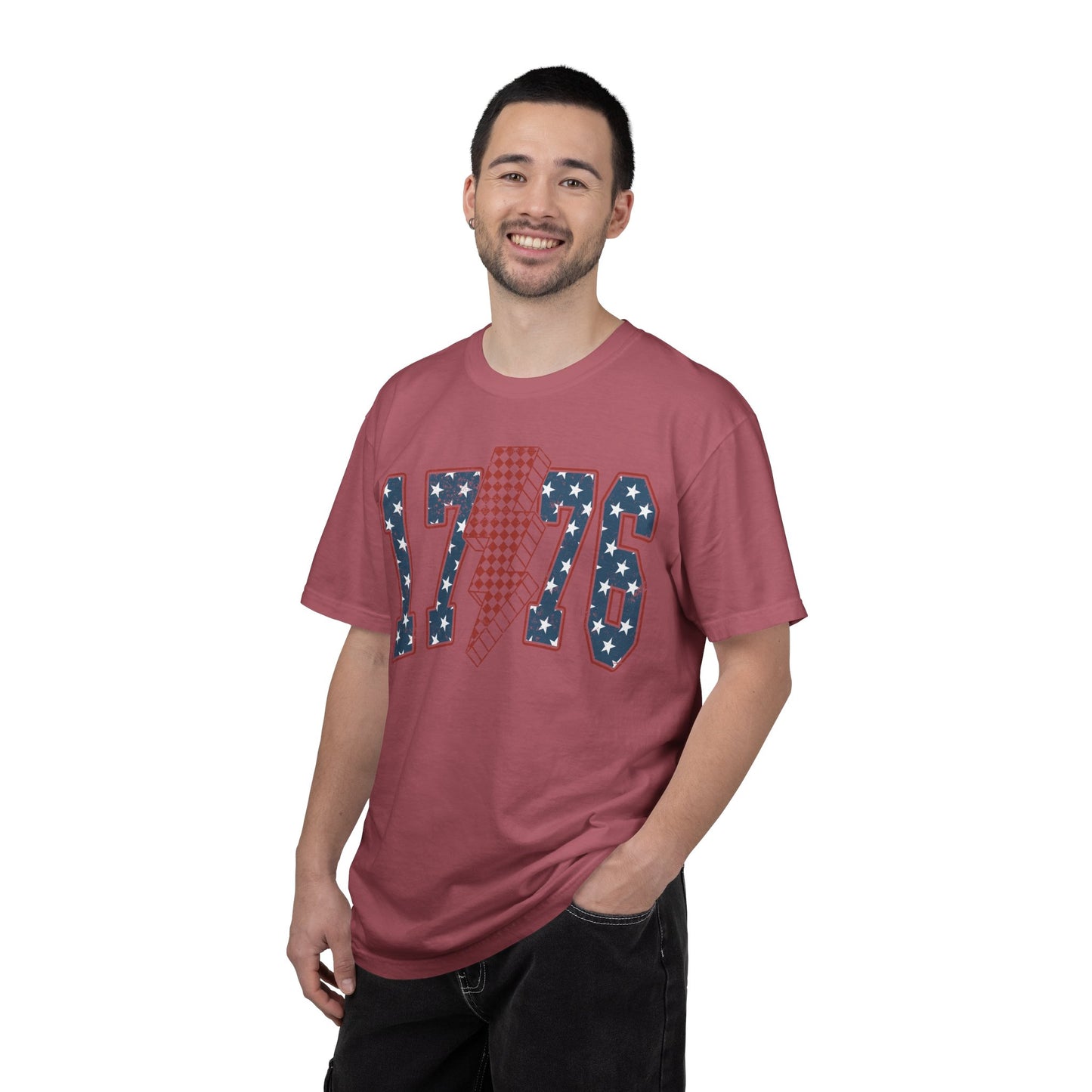 1776 Lightning Bolt Shirt • Patriotic Graphic Tee • Americana Red White Blue Bold Statement