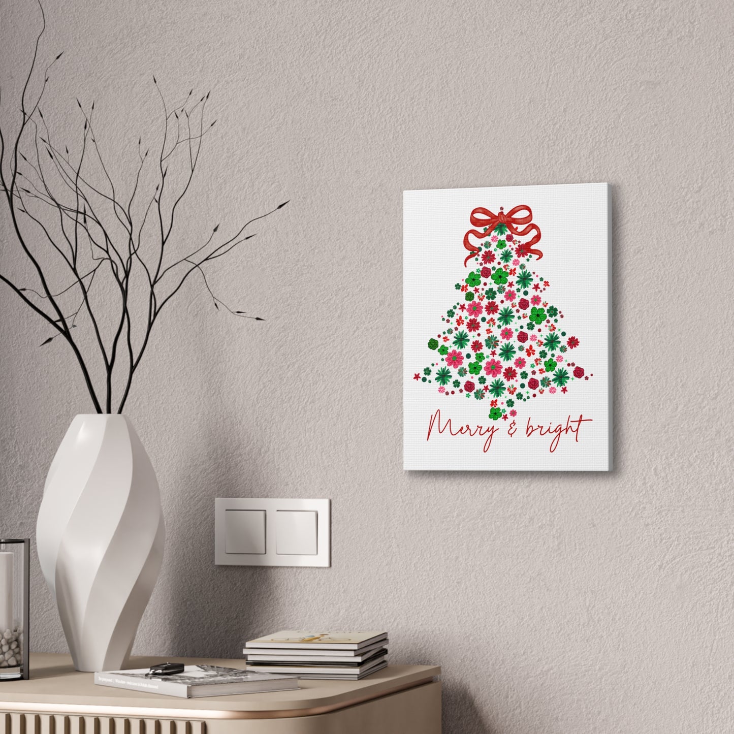 Festive Canvas Wall Art - Merry & Bright Christmas Tree