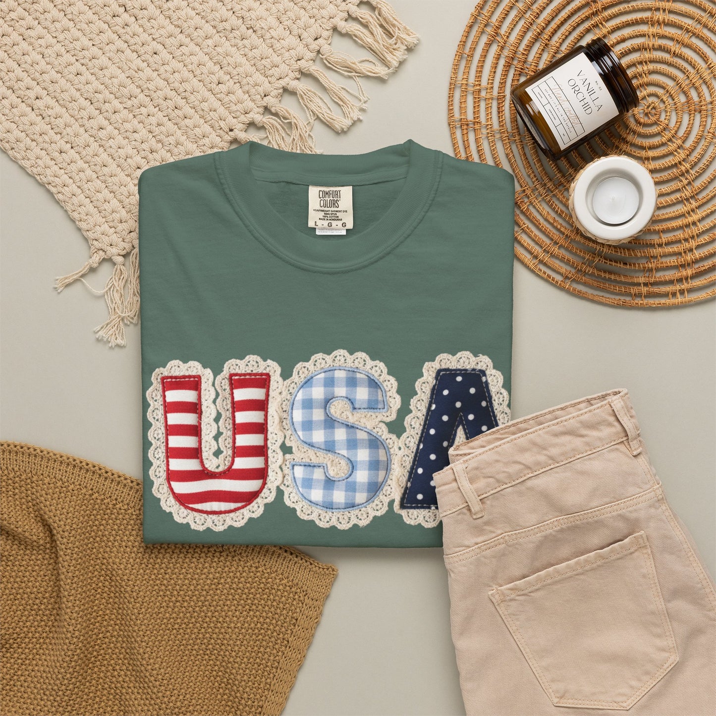 USA Patchwork Shirt • Preppy Patriotic Tee • Coquette Americana Top • Red White Blue Outfit Shirt