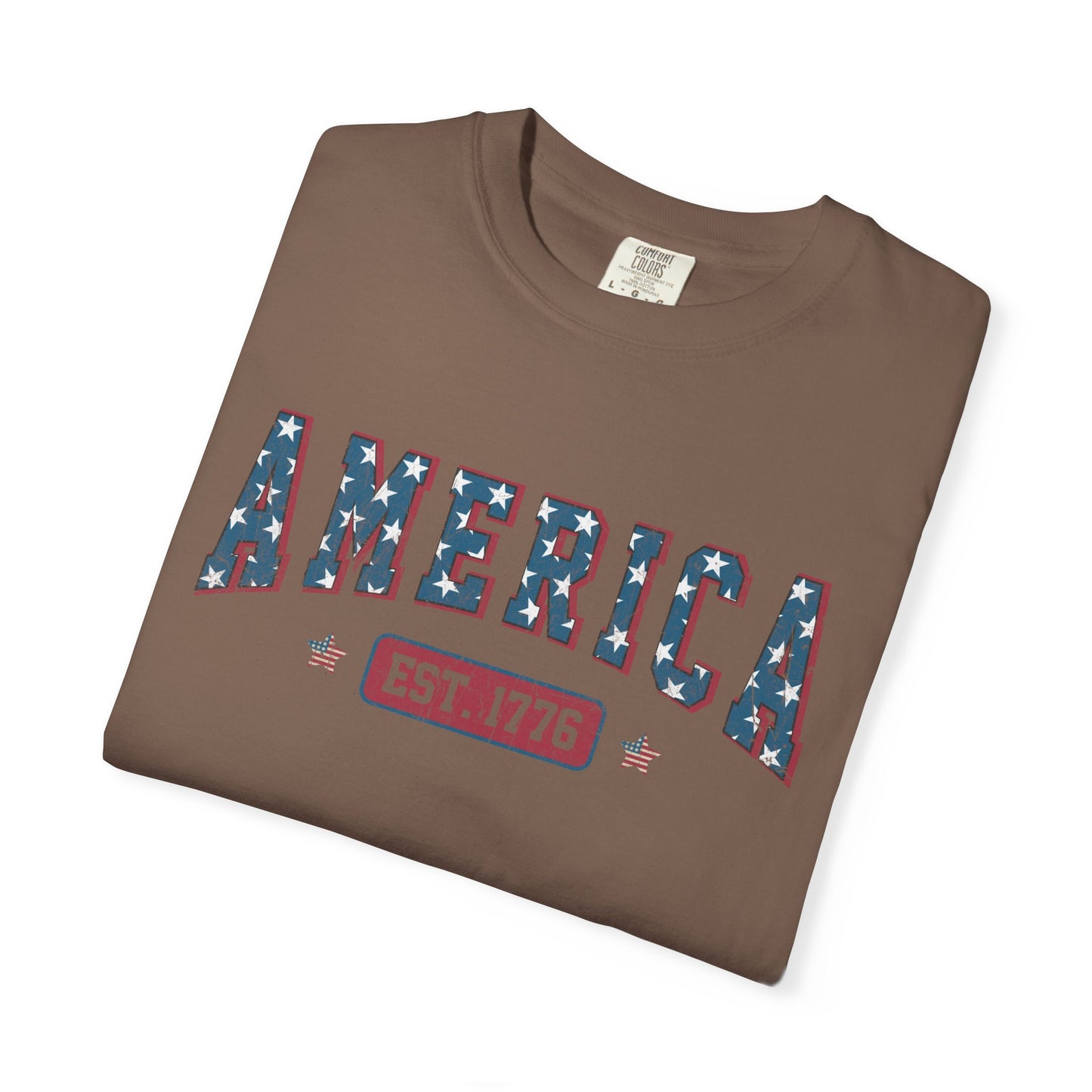 America Est 1776 T-Shirt • Vintage Patriotic Graphic Tee • Red White Blue Fourth of July Shirt