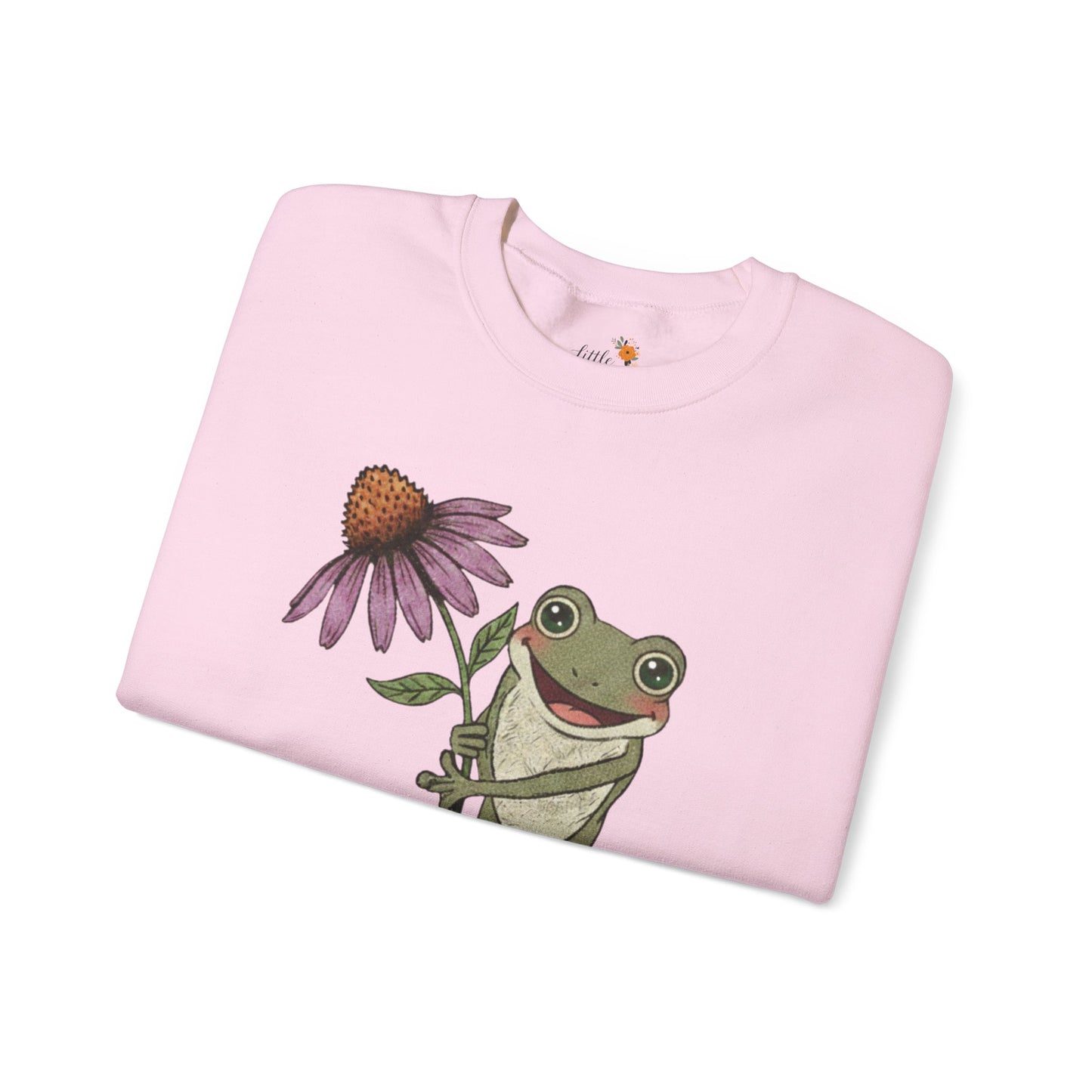 Spring Cottage Frog Sweatshirt • Whimsical Garden Wildflower Crewneck • Cottagecore Floral Pullover