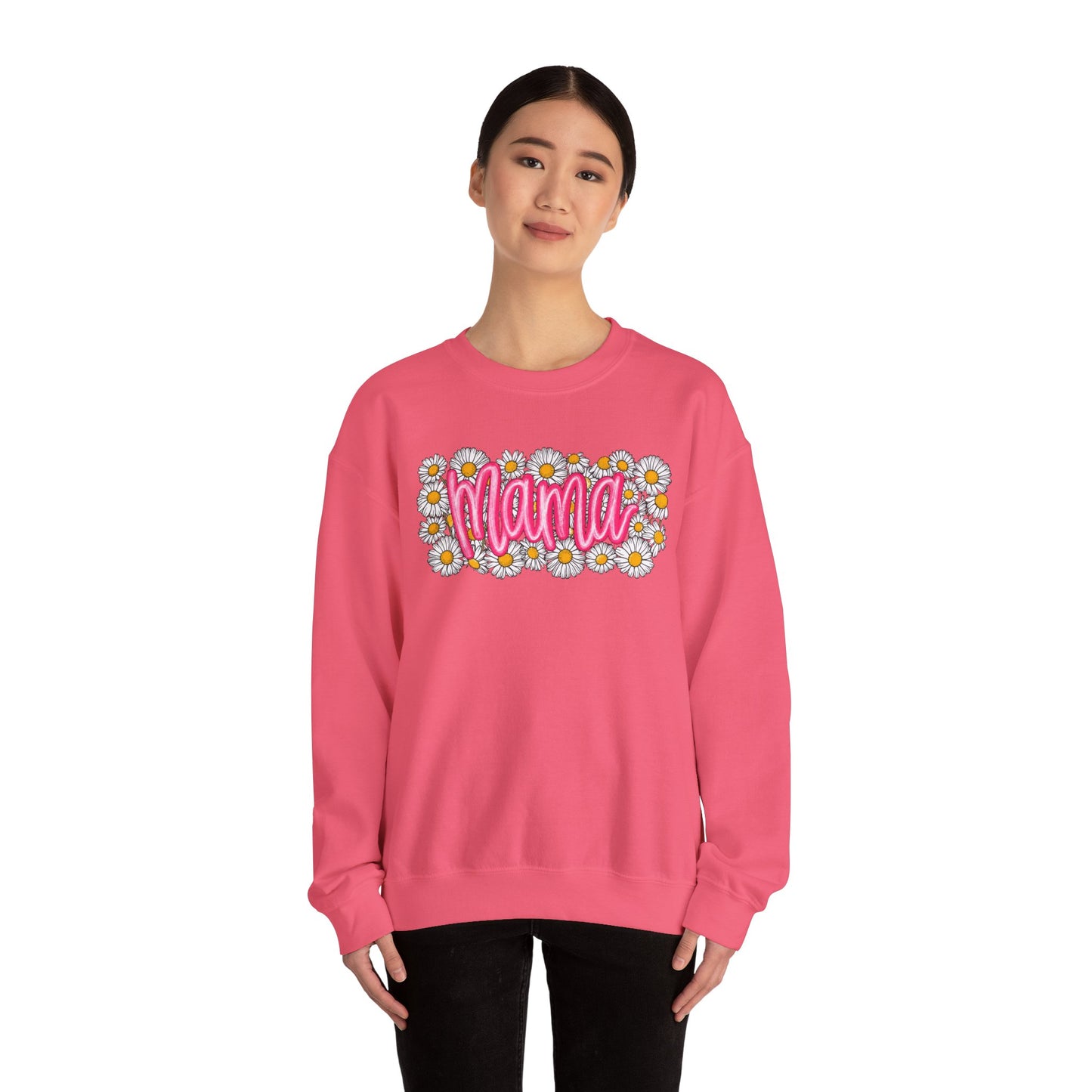 Pink Daisy Mama Sweatshirt • Floral Mama Crewneck • Spring Mama Graphic Sweatshirt • Cute Motherhood Cozy Outfit