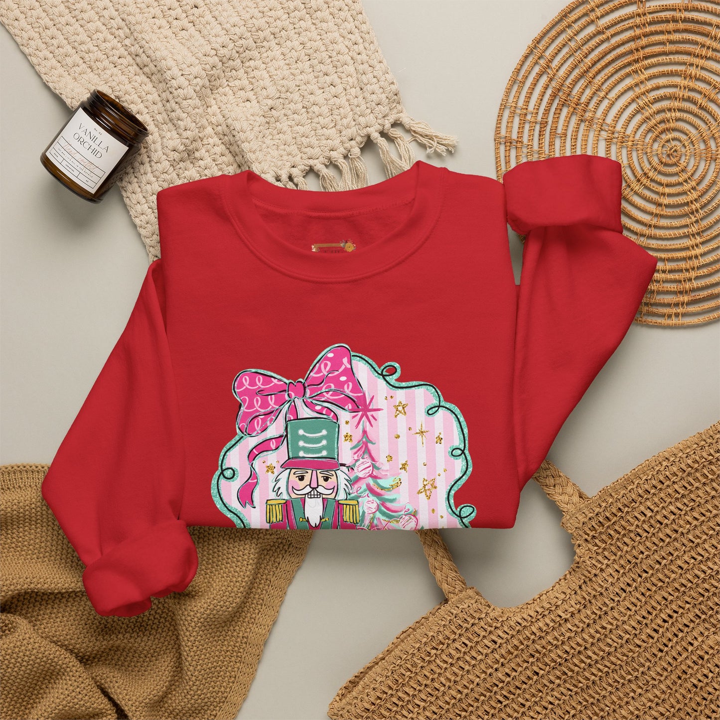 Nutcracker Christmas Sweatshirt — Pink Bow Holiday Crewneck